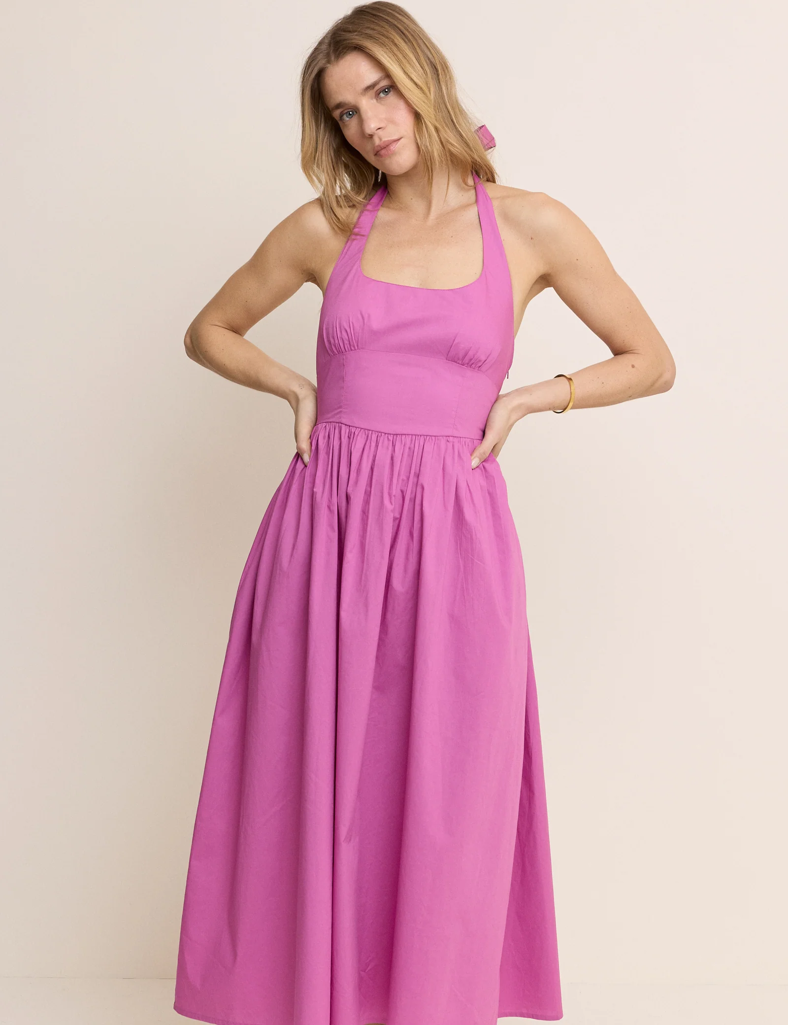 Pink Halterneck Hallie Midi Dress - Image 4