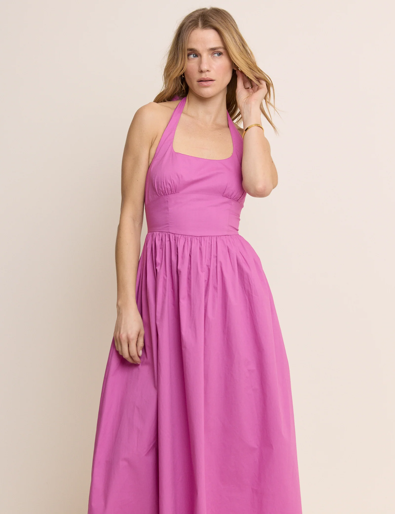Pink Halterneck Hallie Midi Dress - Image 5