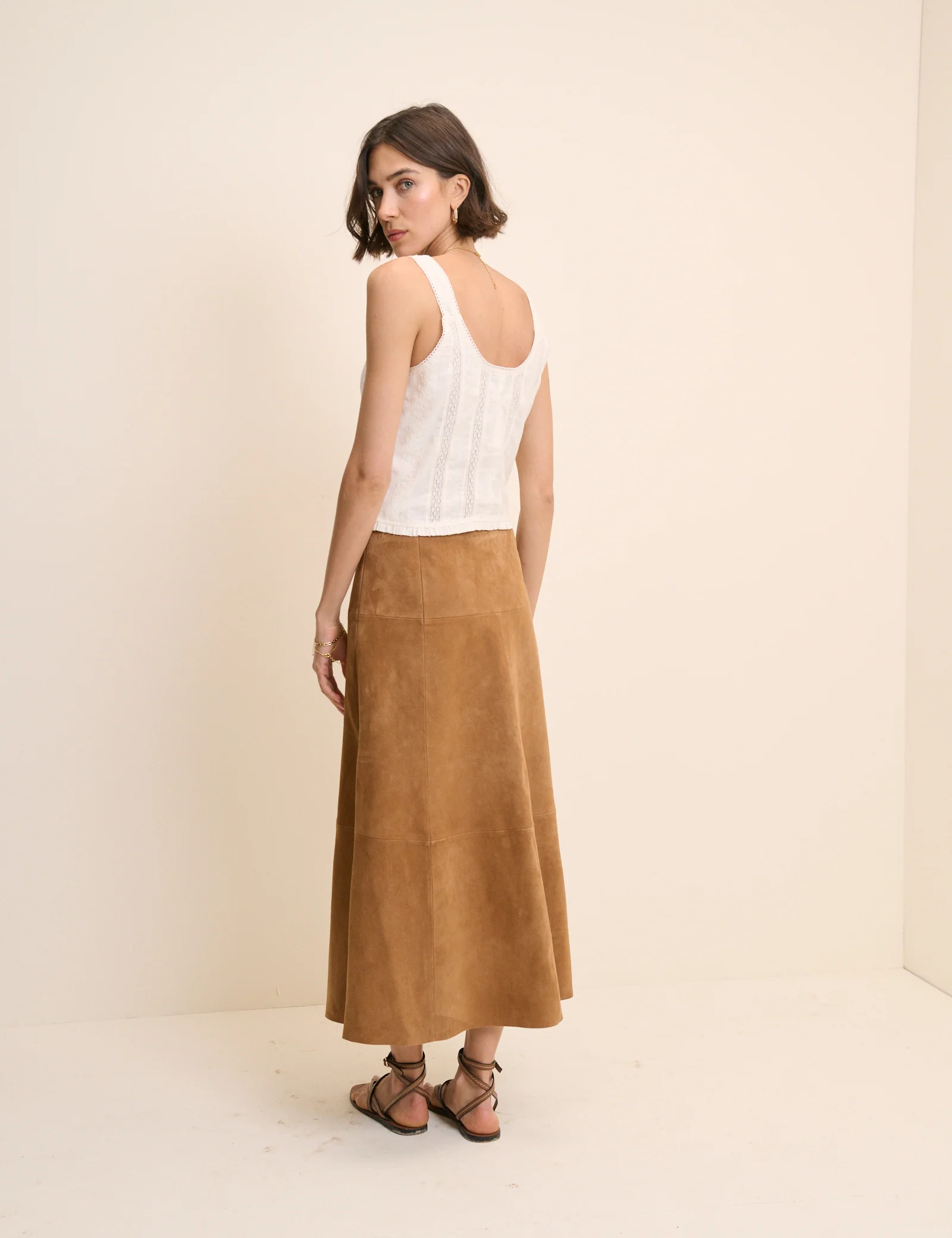 Brown Suede Midi Skirt - Image 5