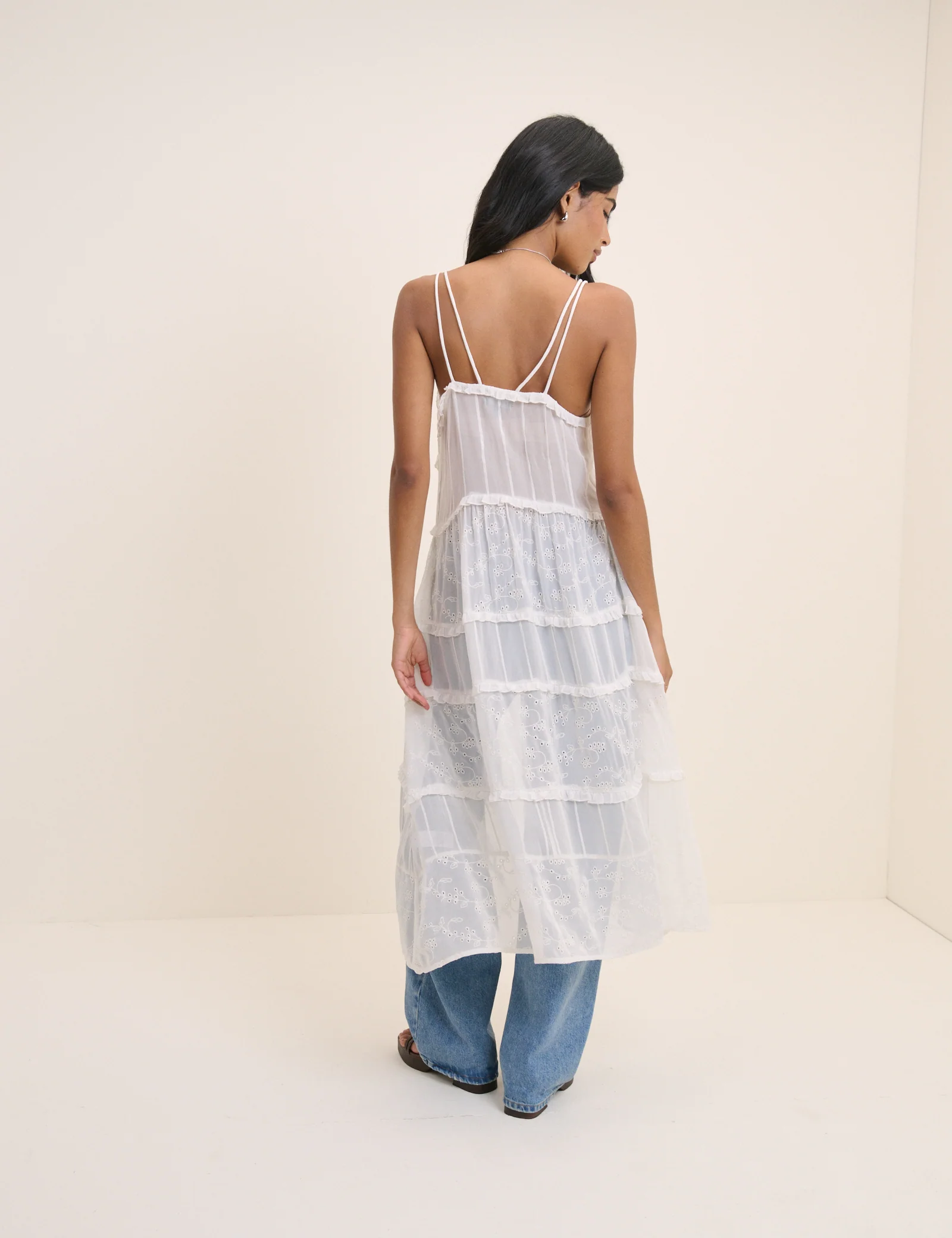 White Ruffle Longline Cami - Image 5