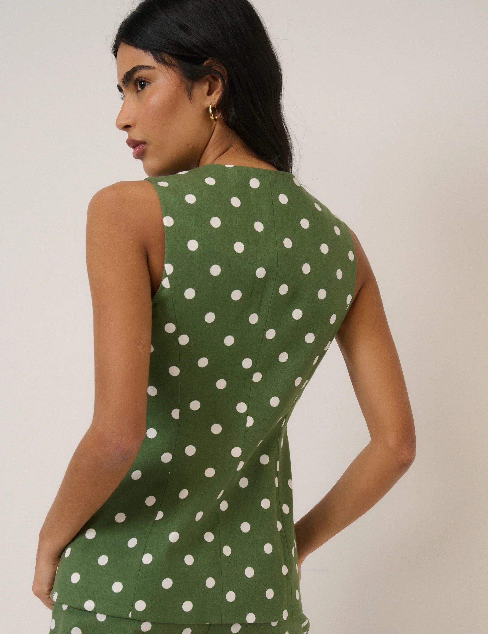 Green Polka Dot Longline Tailored Waistcoat - Image 5