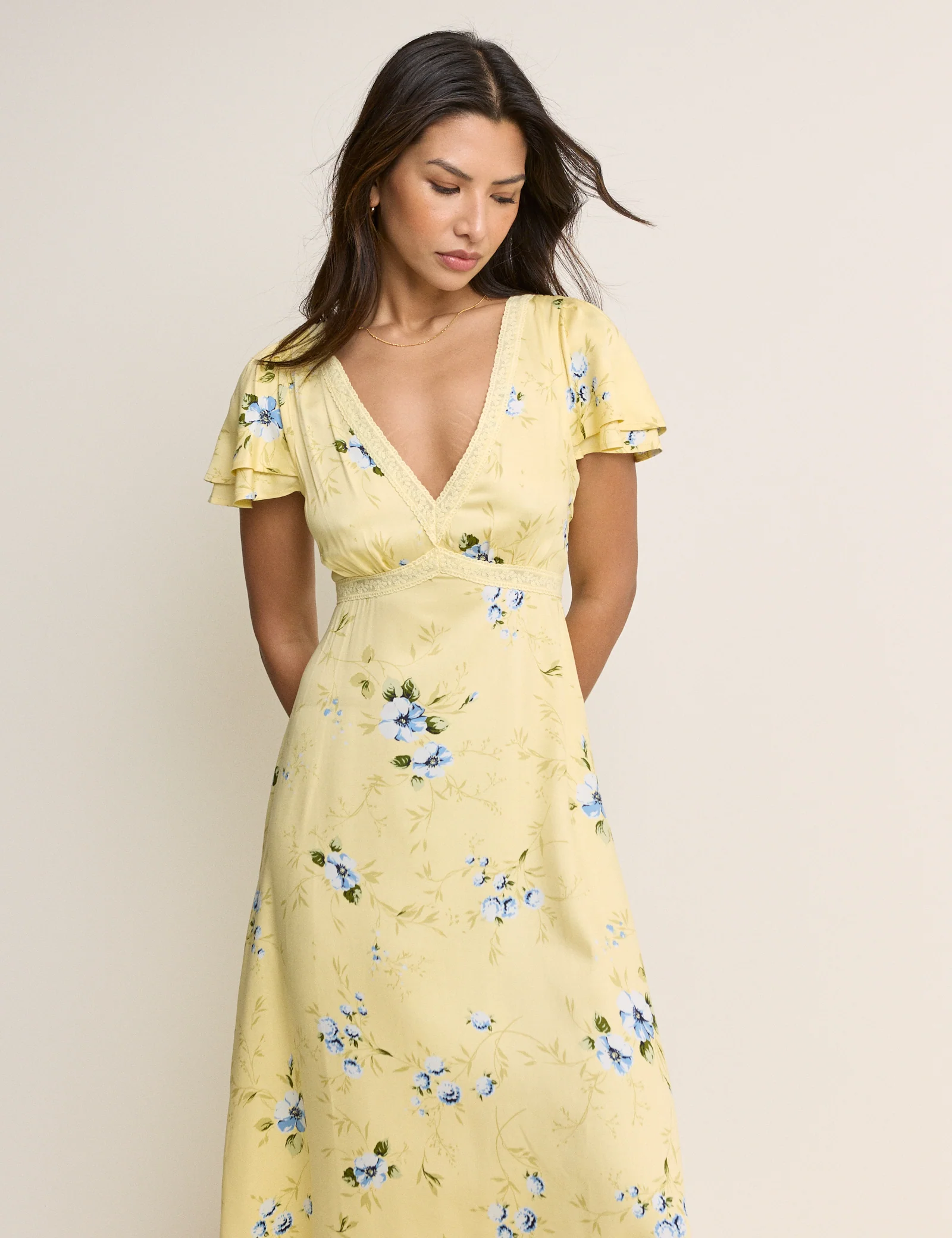 Yellow Floral Iris Midi Dress - Image 5