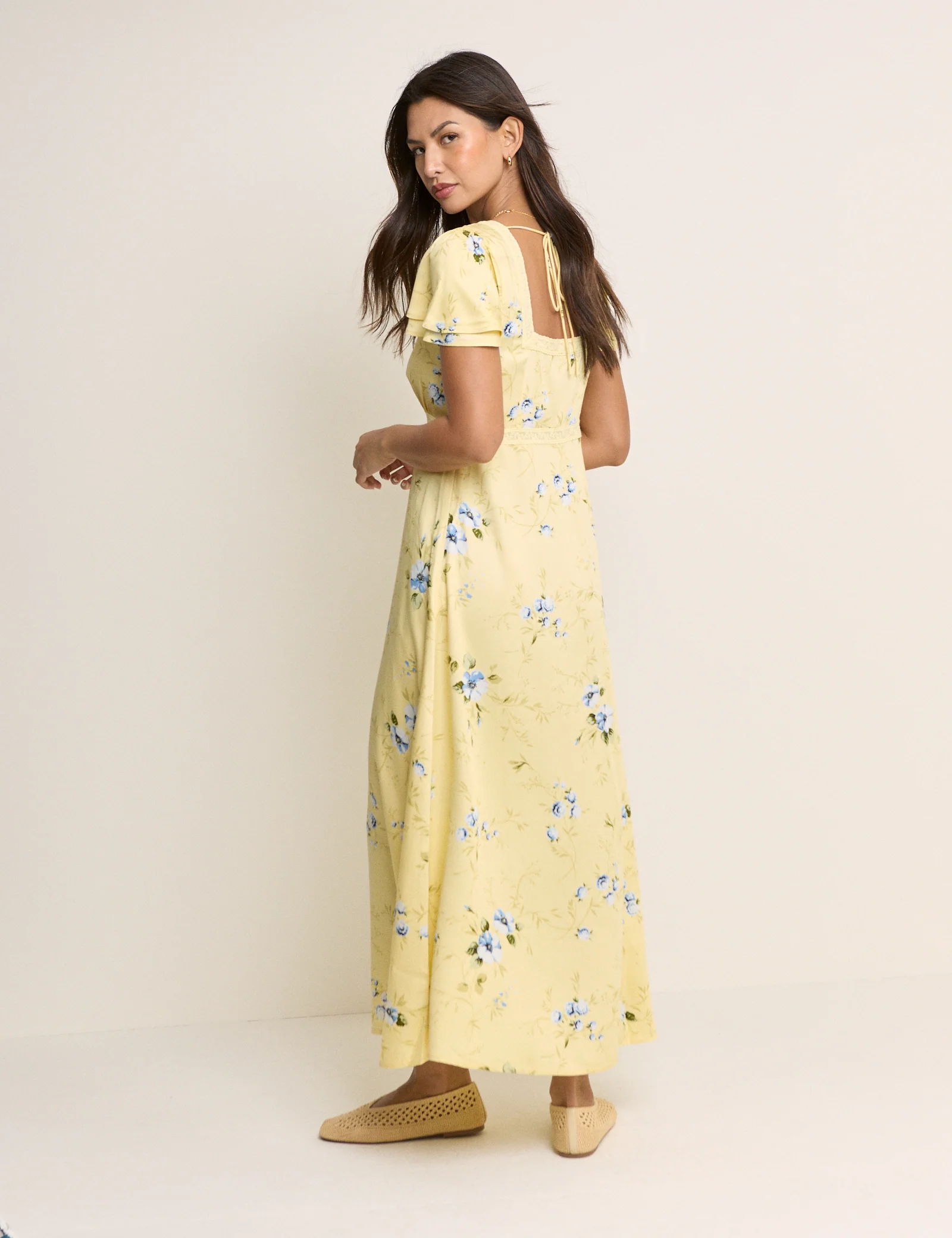 Yellow Floral Iris Midi Dress - Image 6