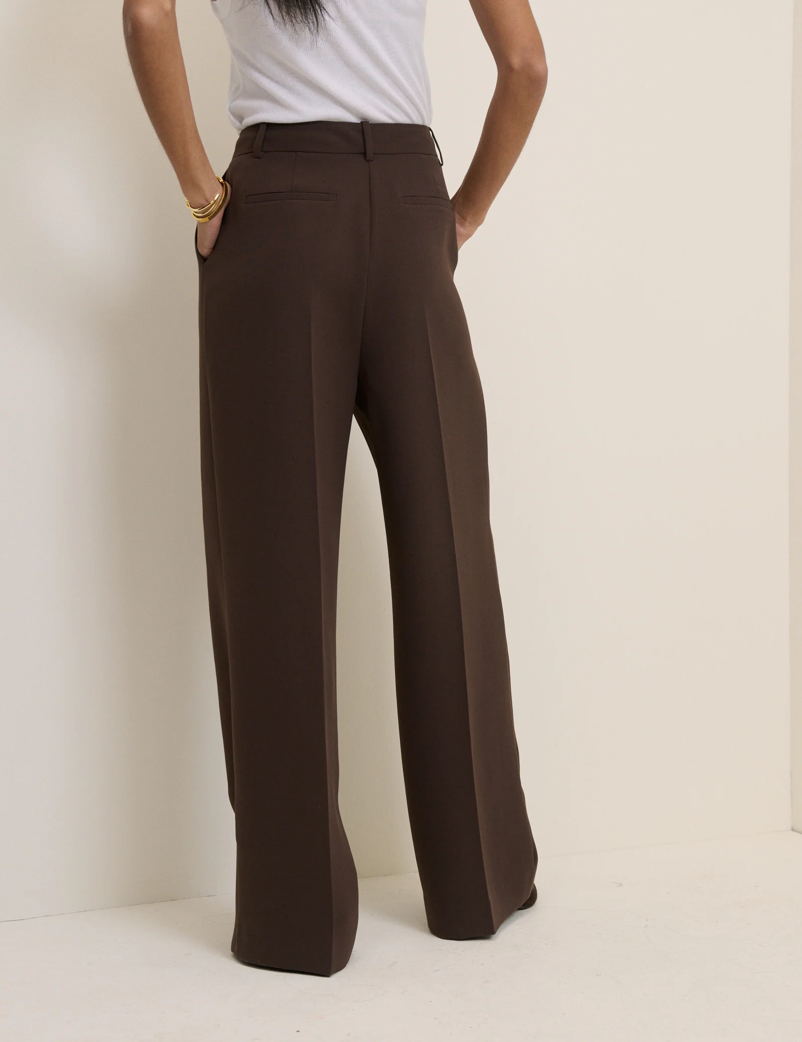 Brown Jax Tailored Crepe Trousers - Image 4
