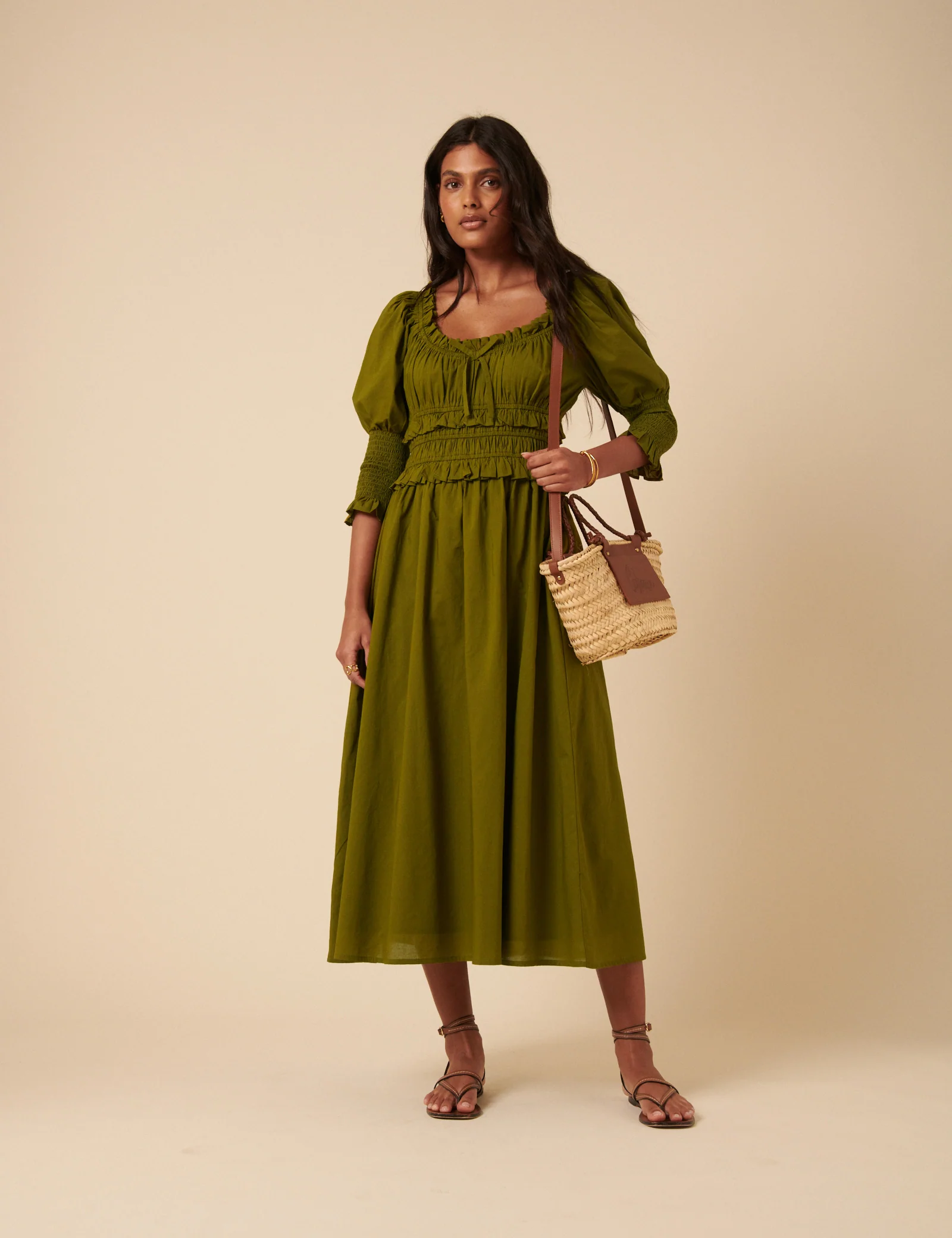 Khaki Ariel Midi Dress - Image 2