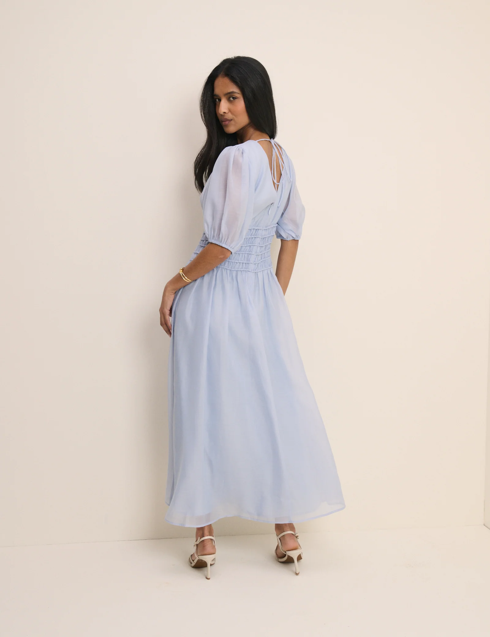 Light Blue Shirred Khloe Maxi Dress - Image 5