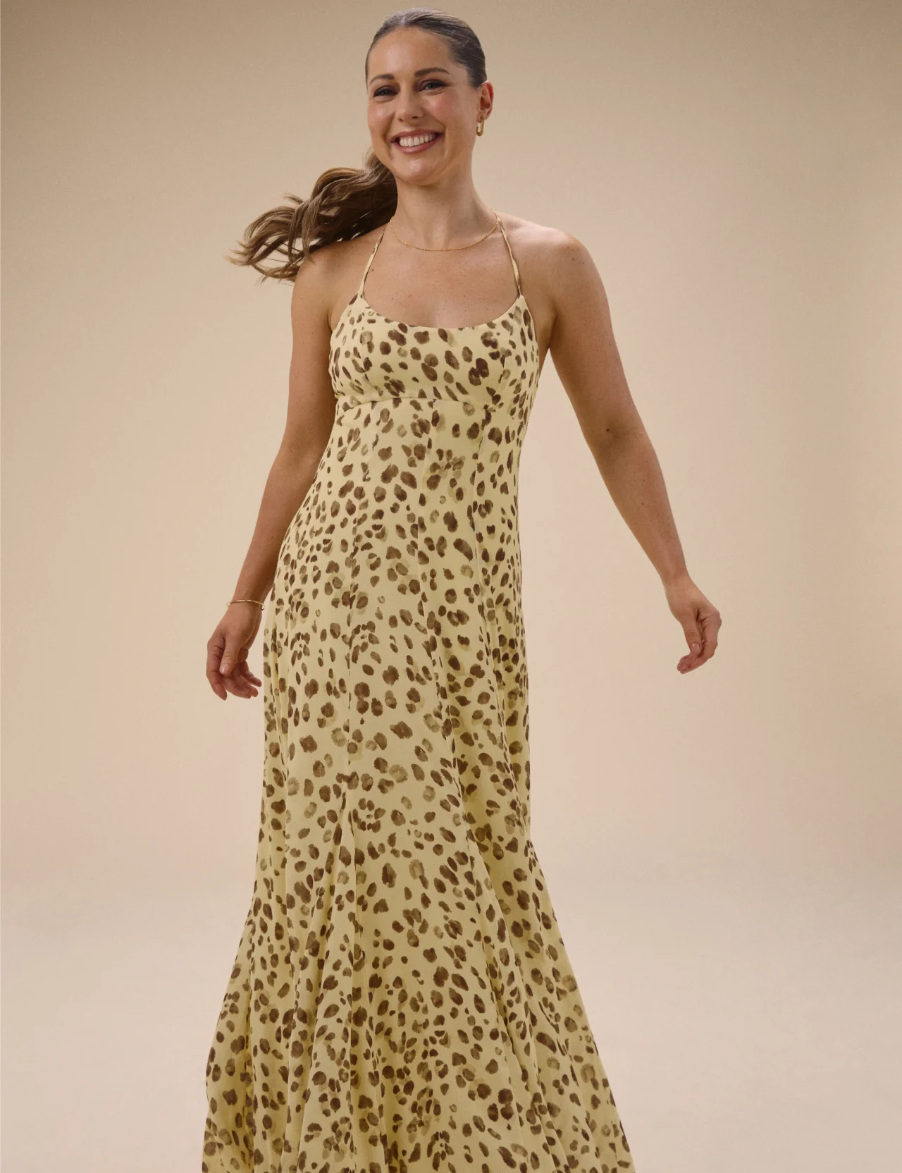 Butter Yellow Leopard Print Kiki Midi Dress