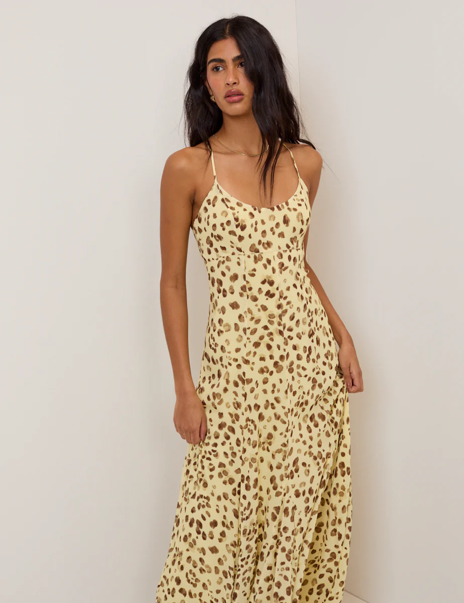Butter Yellow Leopard Print Kiki Midi Dress - Image 4