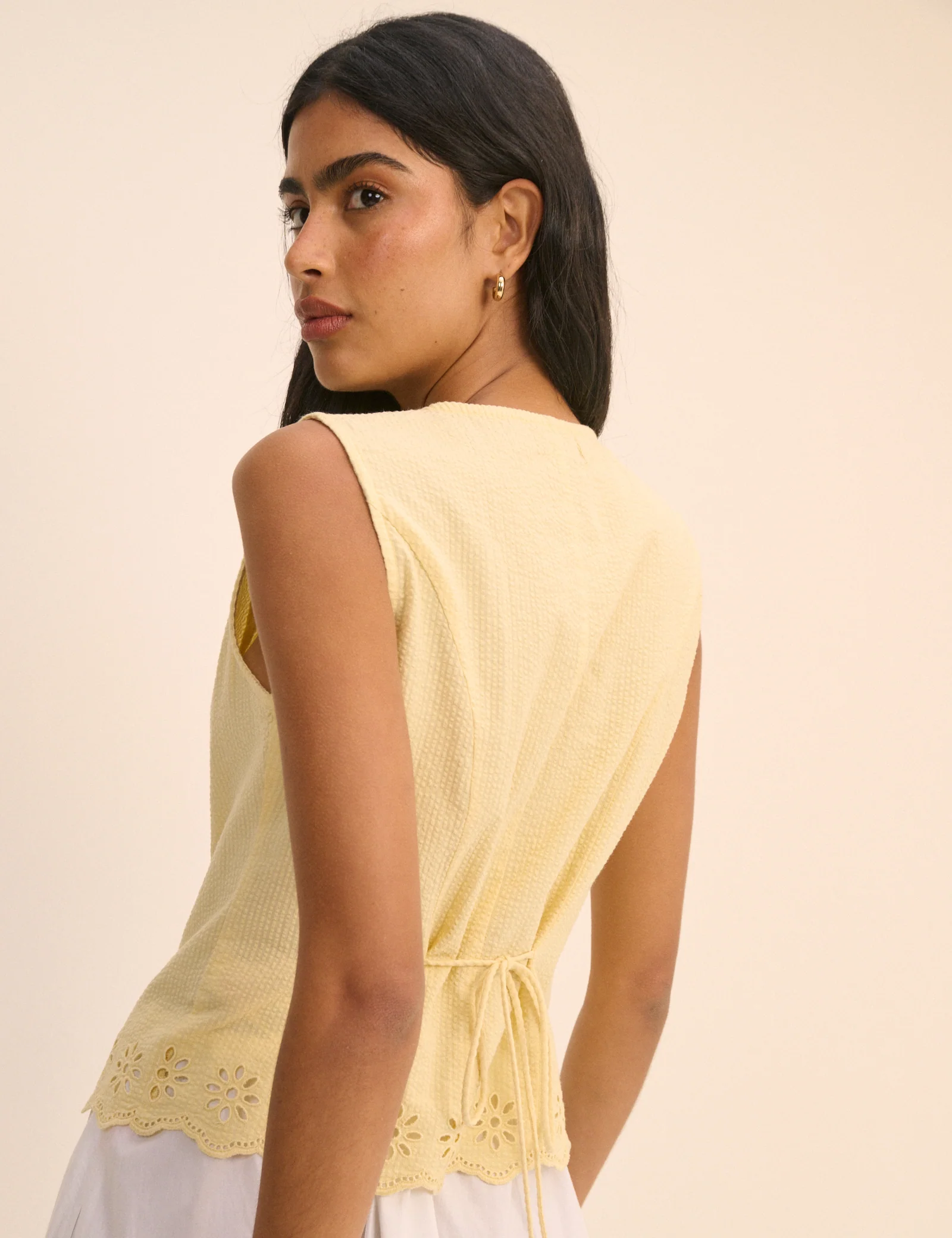 Yellow Scallop Edge Lindy Waistcoat Top - Image 5