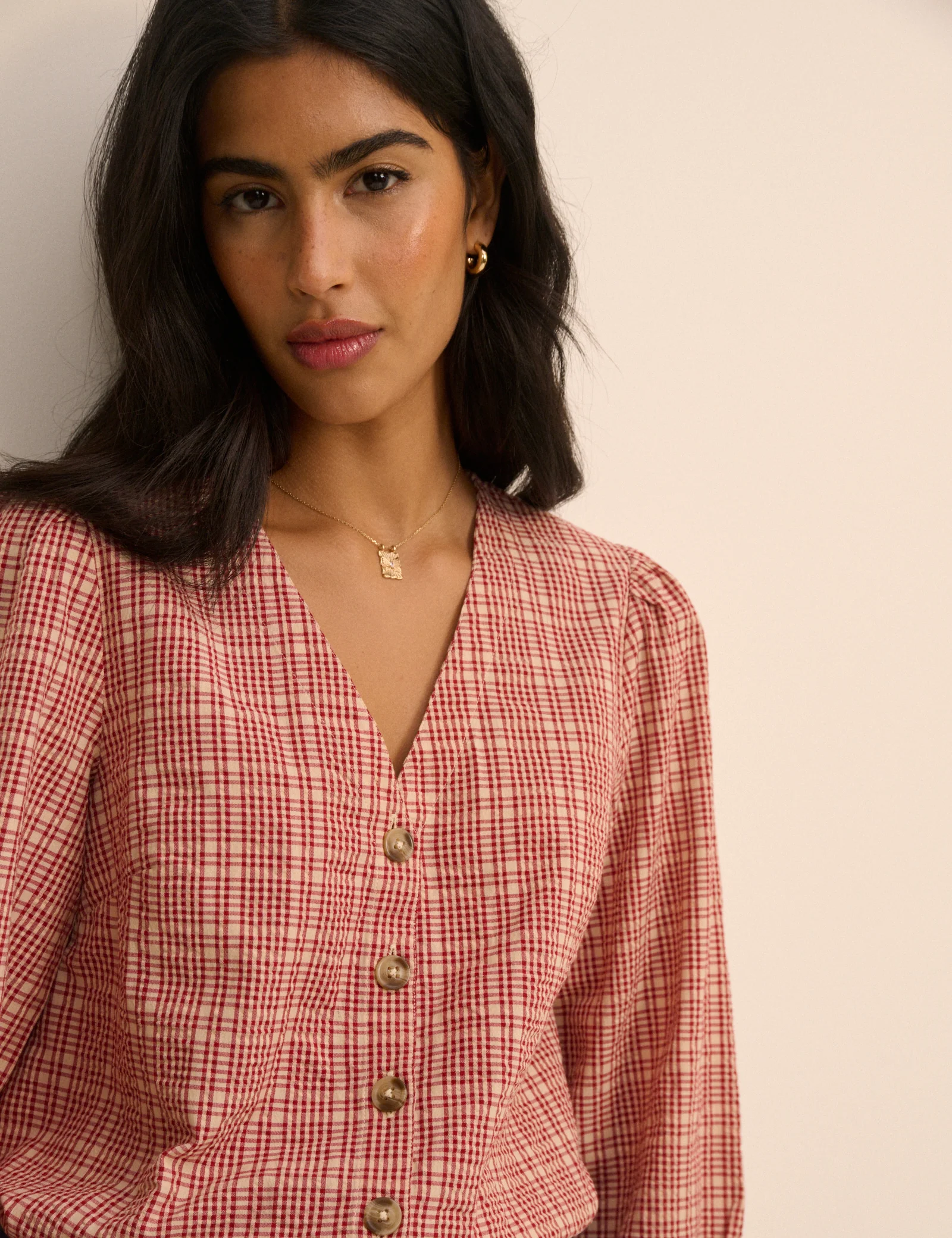 Red Check Brooke Blouse - Image 3