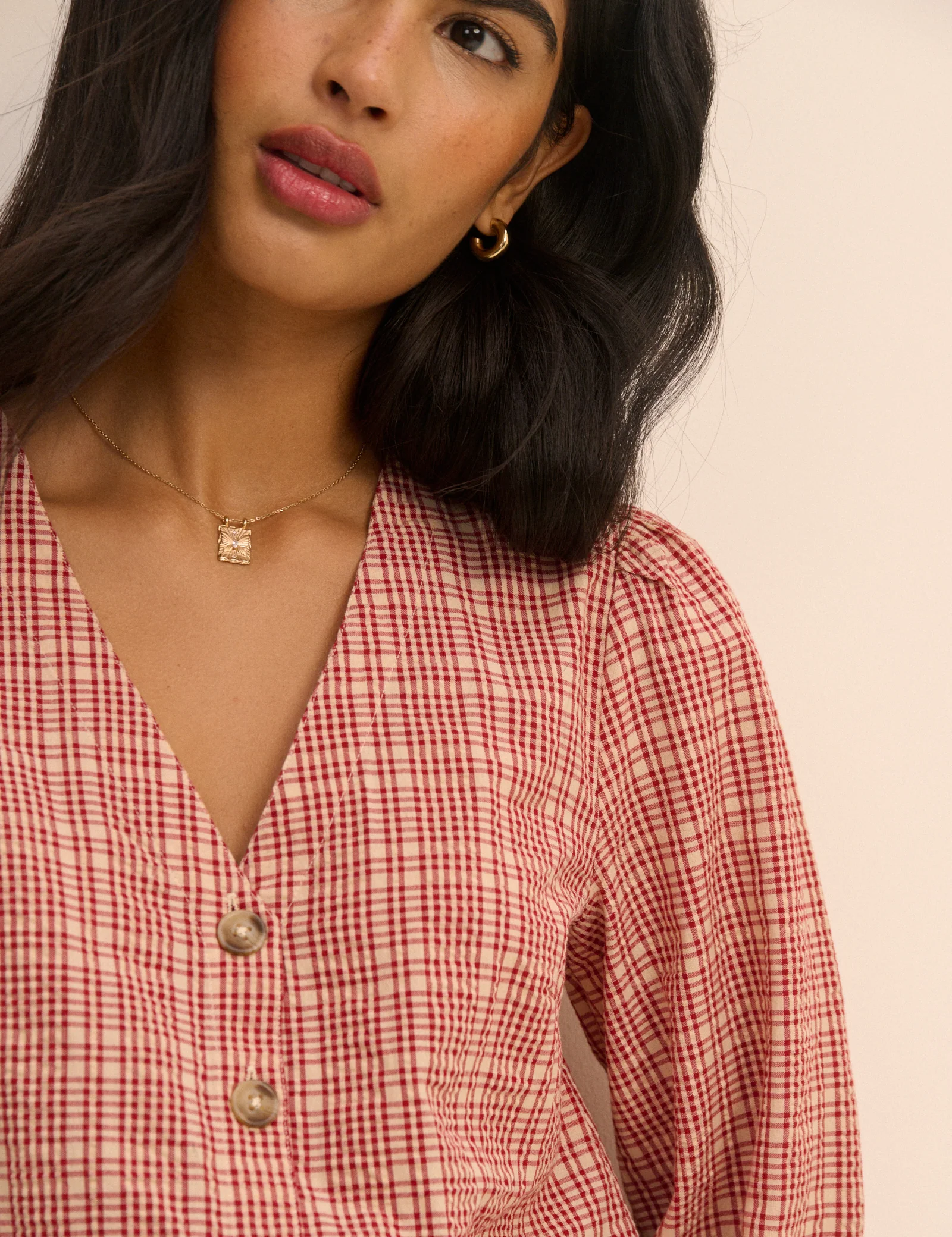 Red Check Brooke Blouse - Image 4