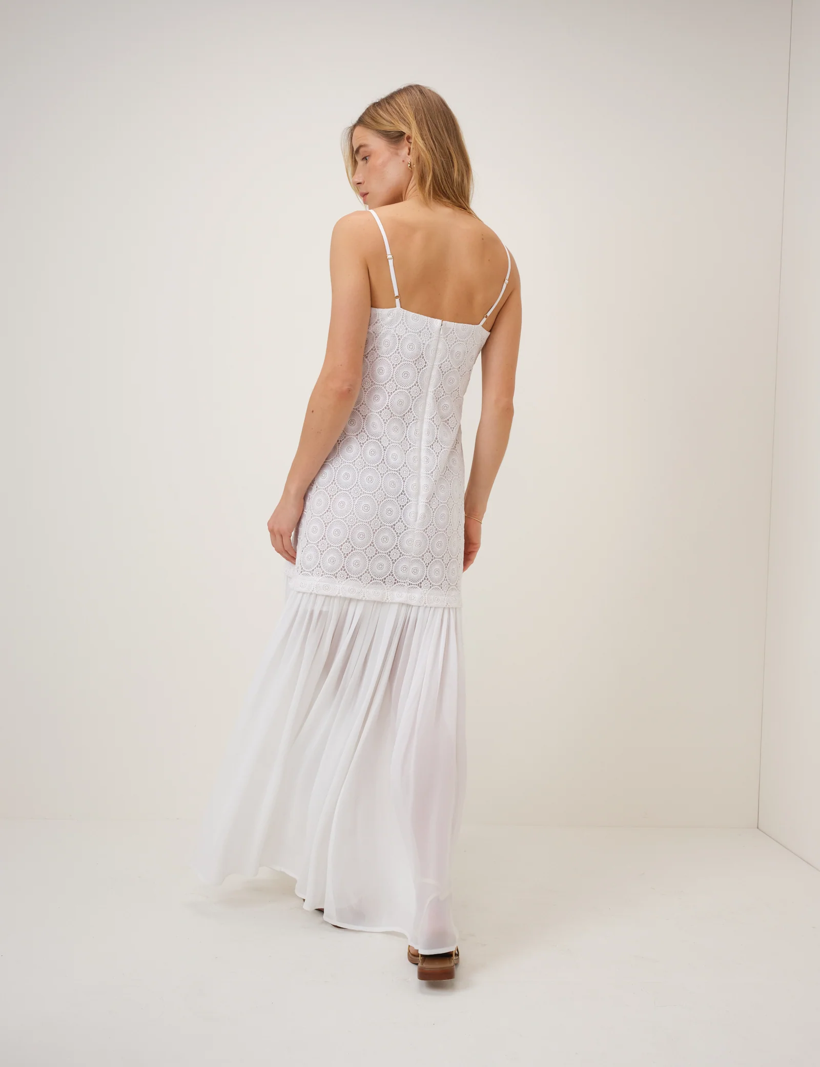 White Drop Waist Lulu Midi Dress - Image 5