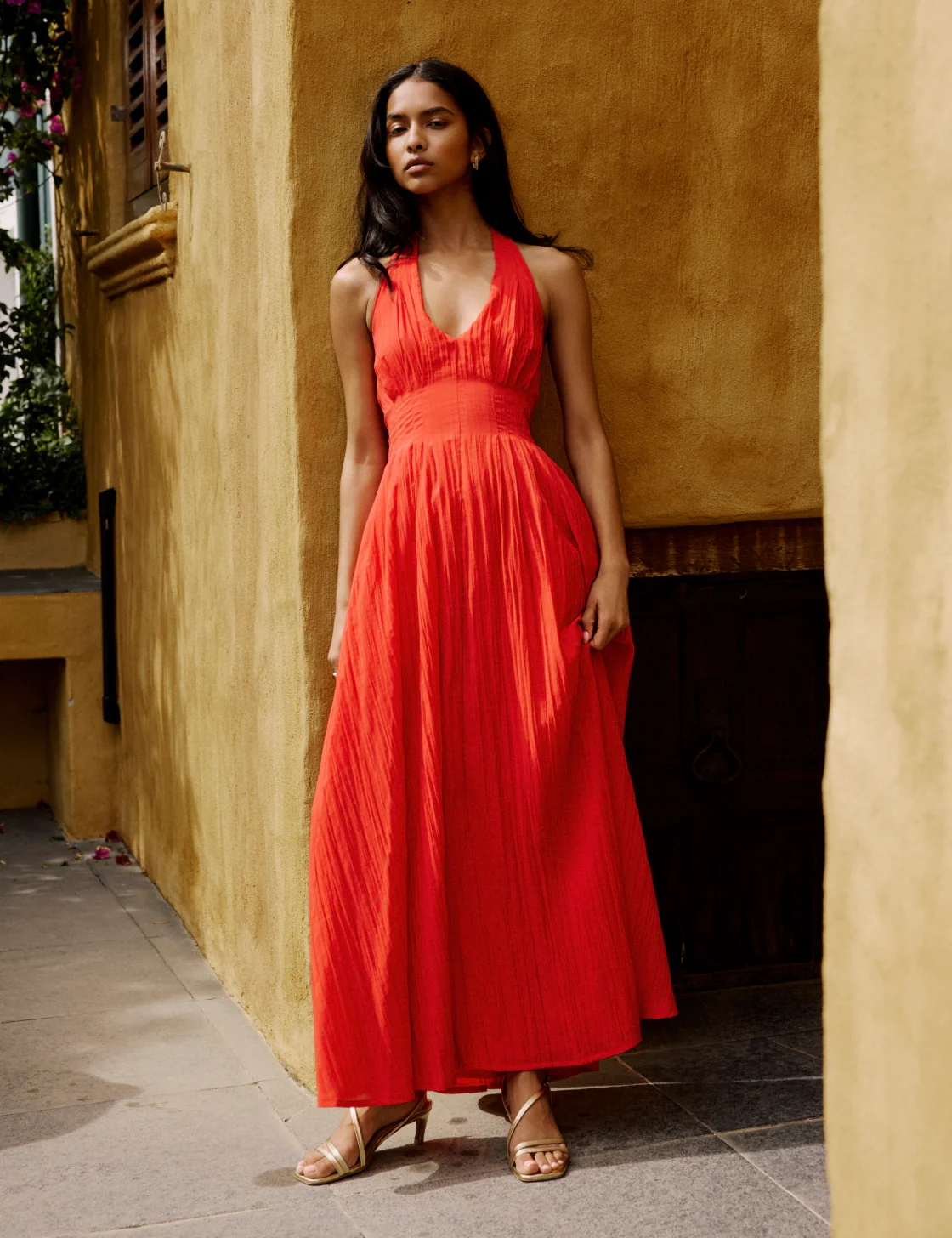 Red Halter Neck Marceline Midaxi Dress
