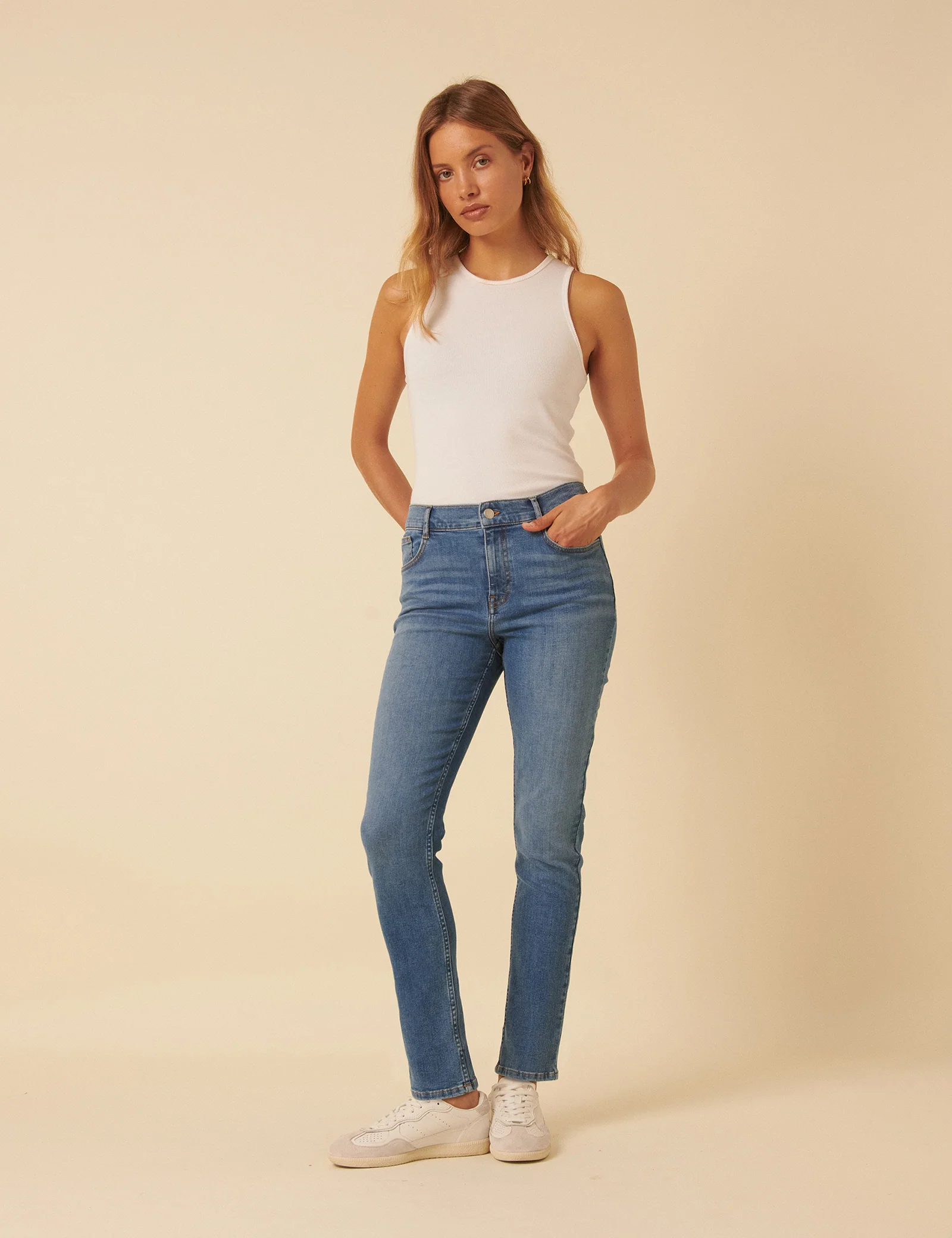Blue Mid Rise Chelsea Skinny Jeans - Image 3