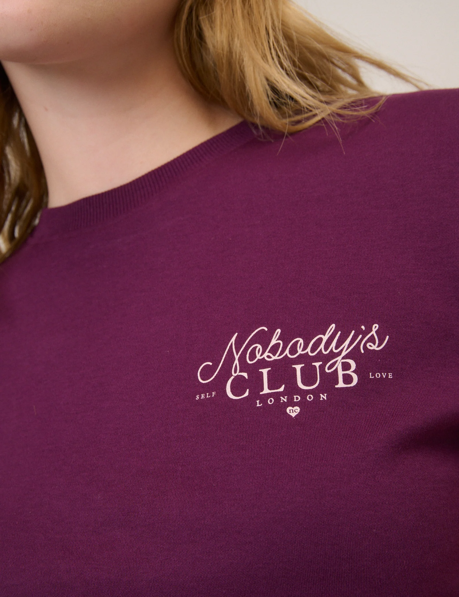 Burgundy Nobody's Club Graphic T-Shirt - Image 3