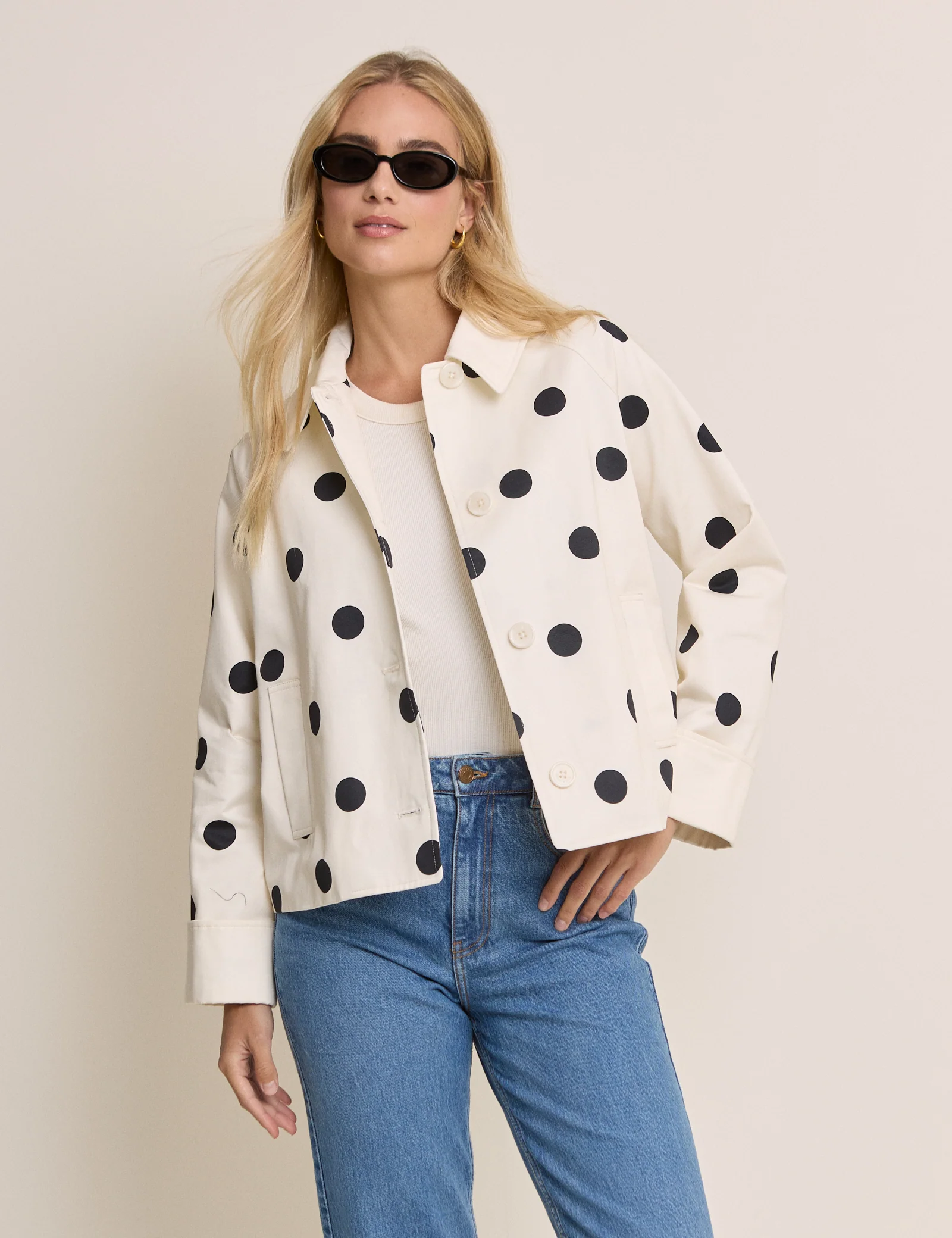 Cream Polka Dot Swing Jacket - Image 2