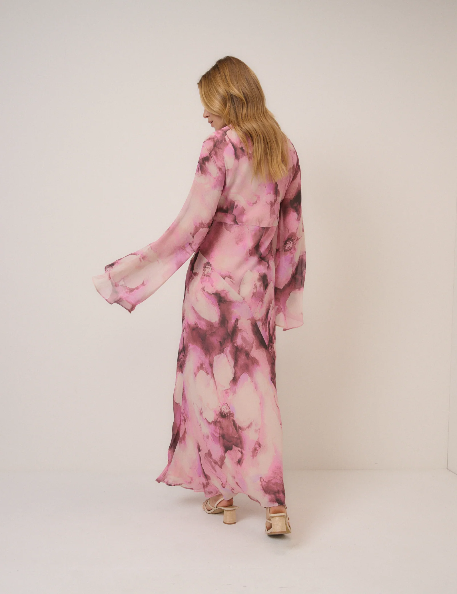 Pink Floral Phoenix Midi Dress - Image 5