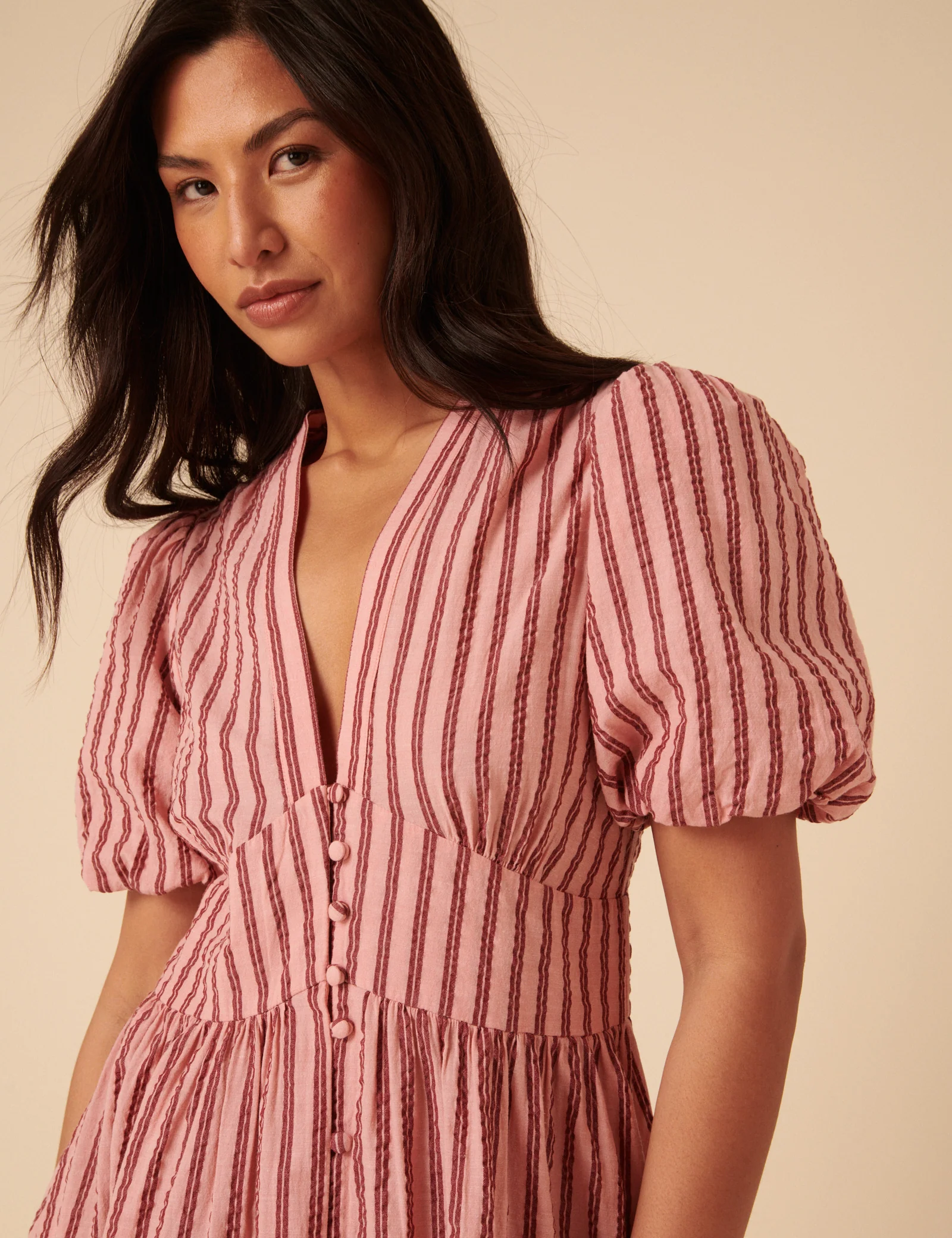 Pink And Red Striped Starlight Midi Dress - Image 2
