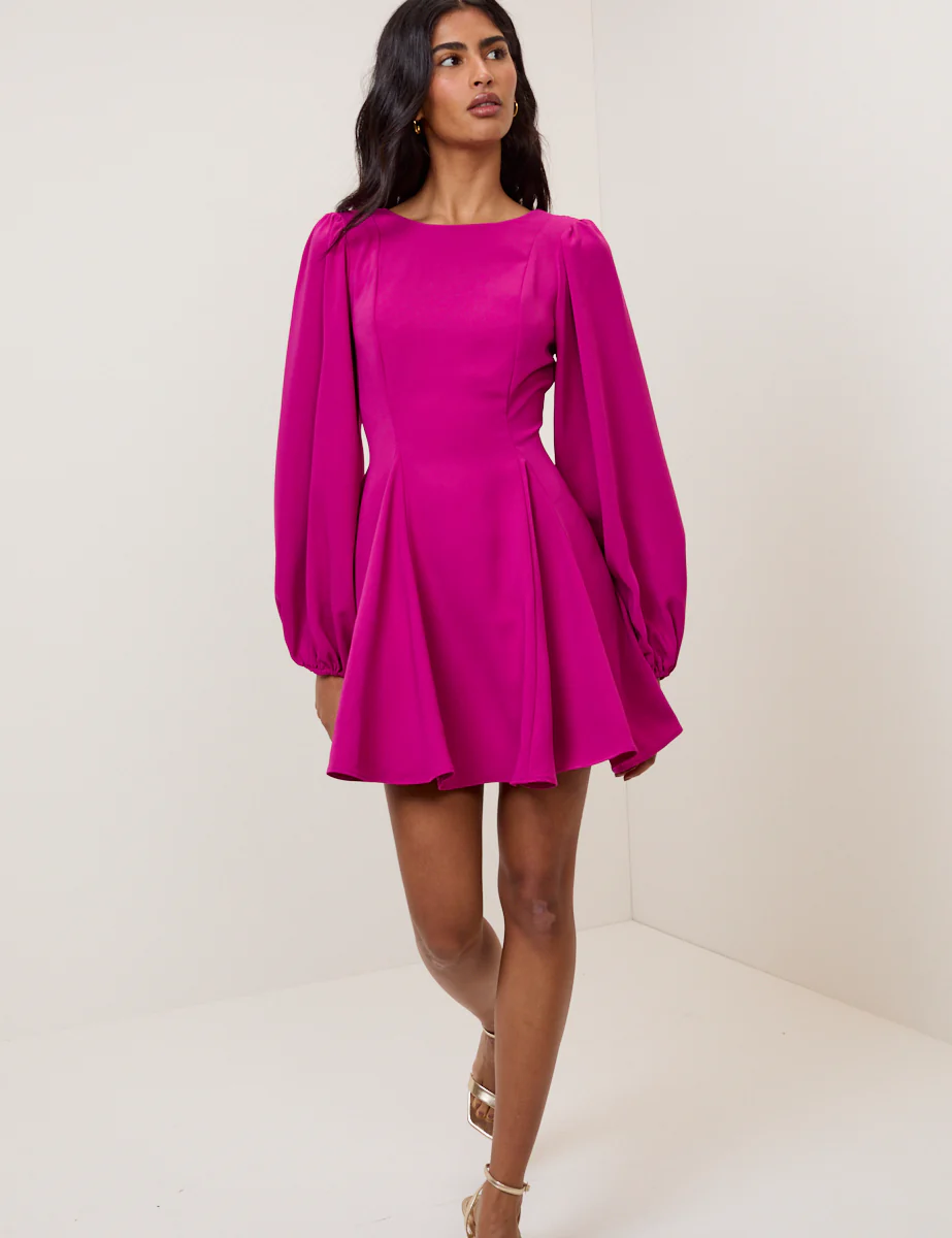 Pink Balloon Sleeve Ava Mini Dress - Image 3
