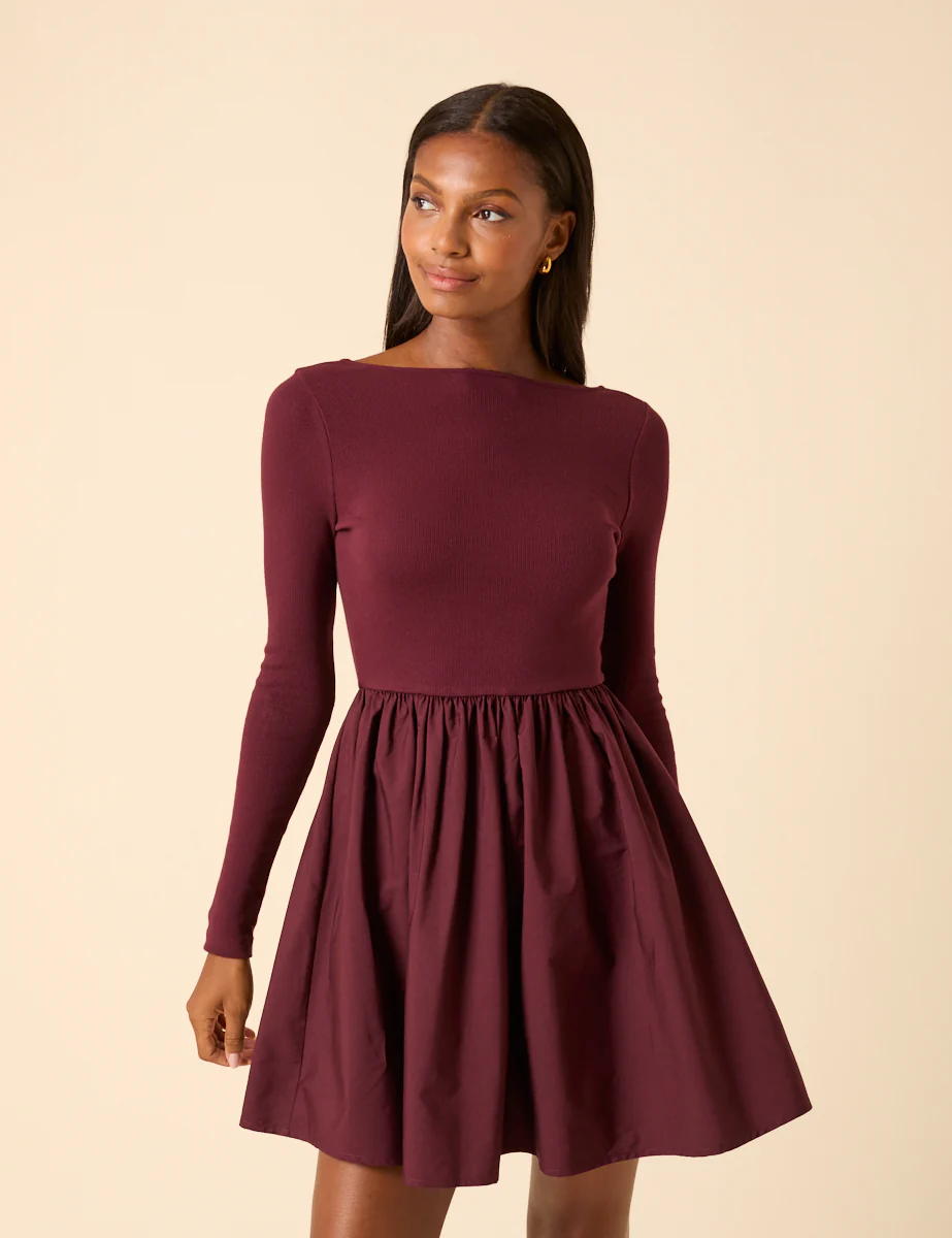 Purple Scoop Neck A-Line Mini Dress - Image 5