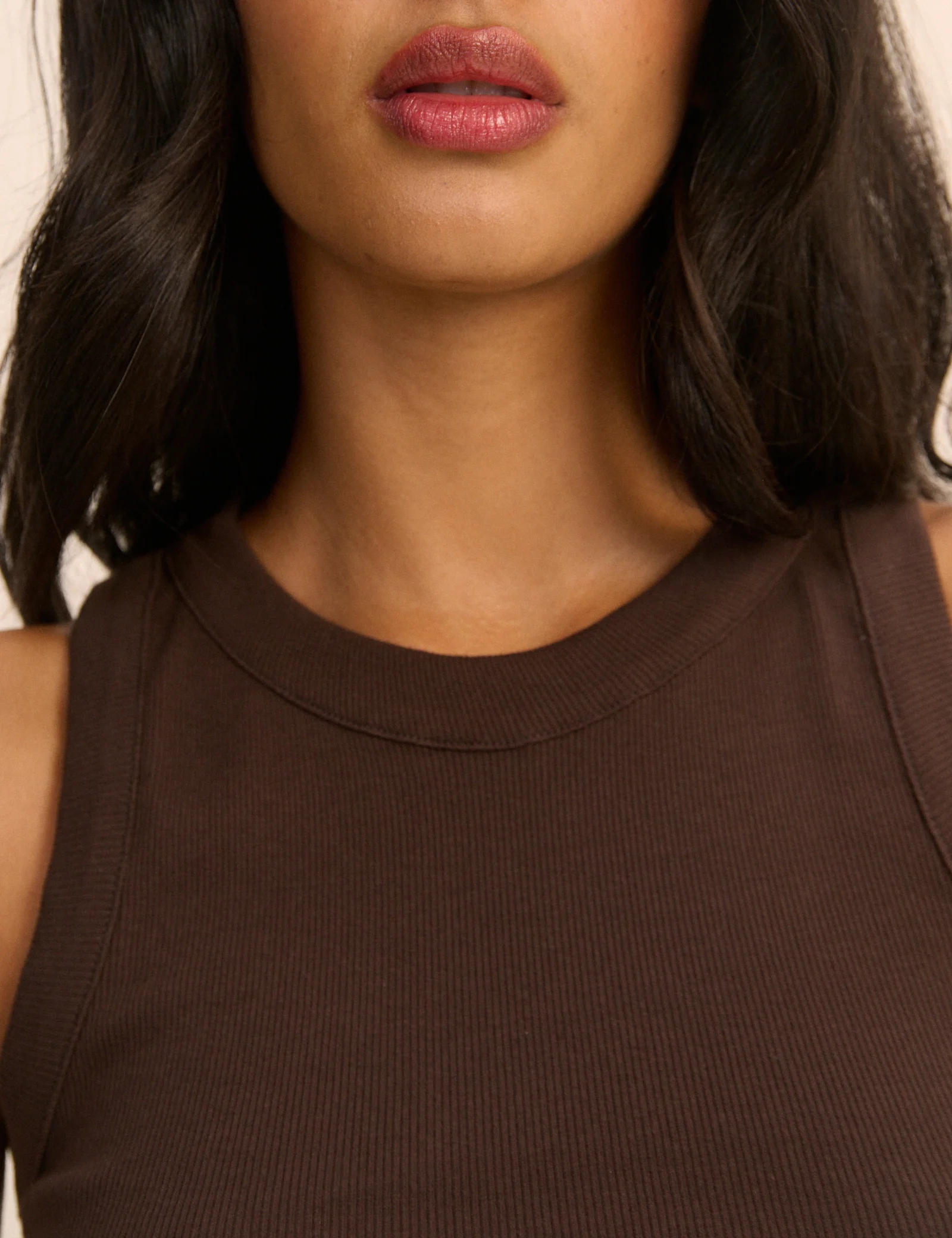 Brown Ribbed Racer Vest - Image 3