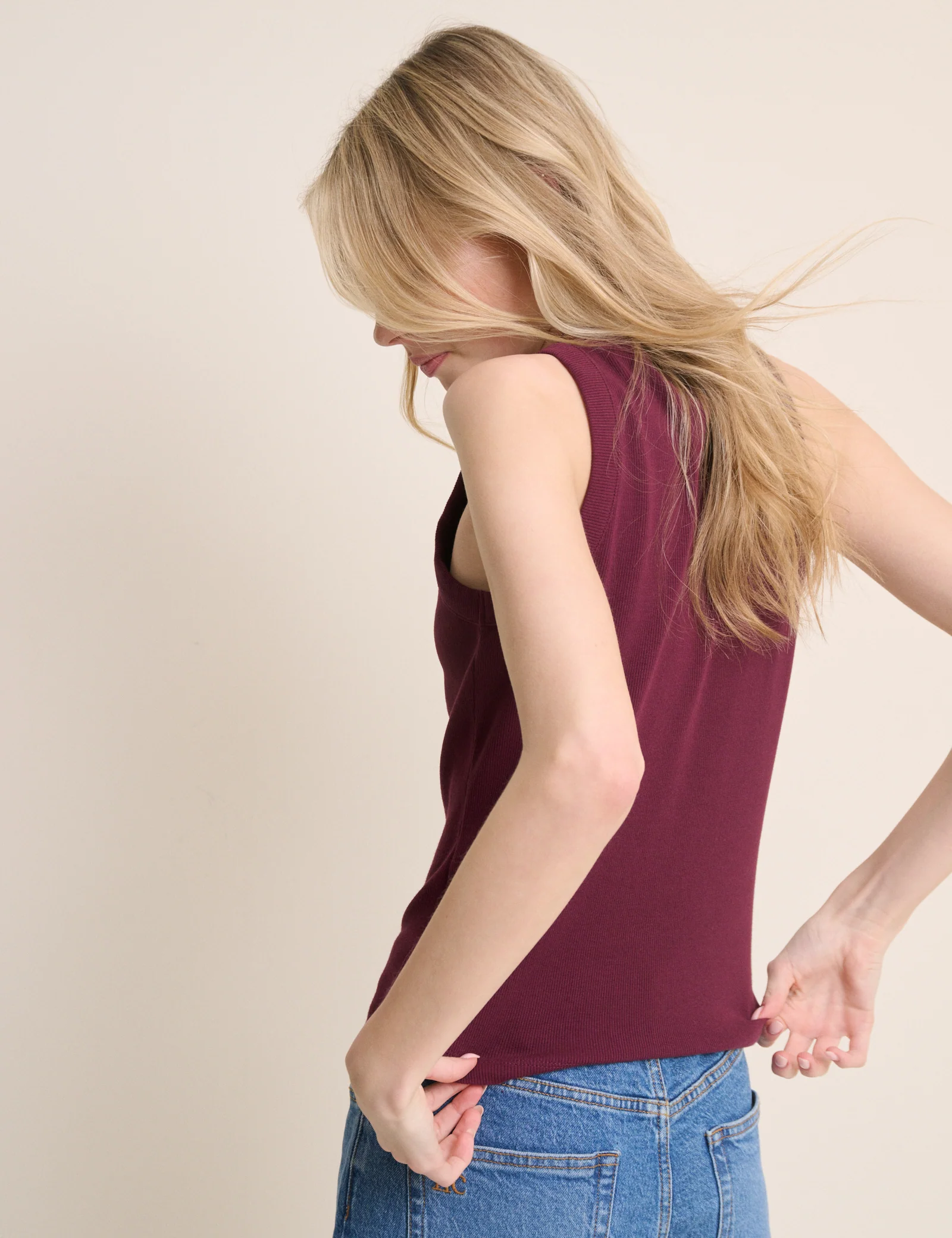 Burgundy Ribbed Racer Vest - Image 5