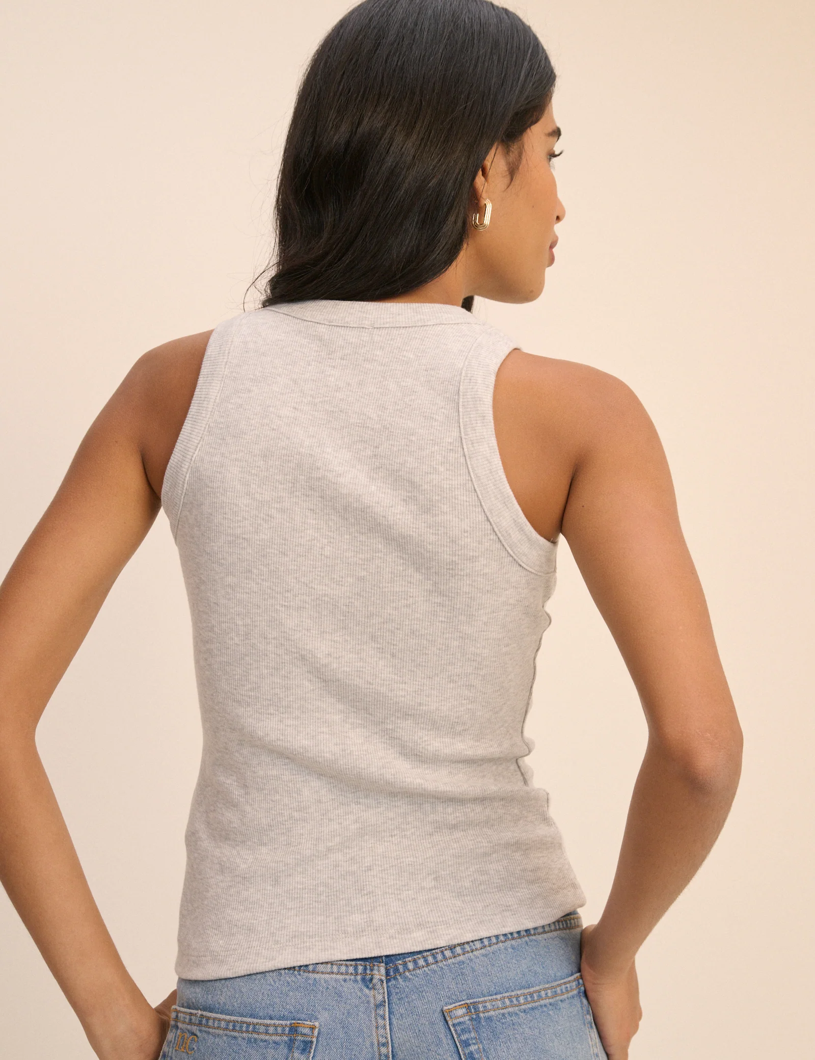 Grey Ribbed Racer Vest - Image 4