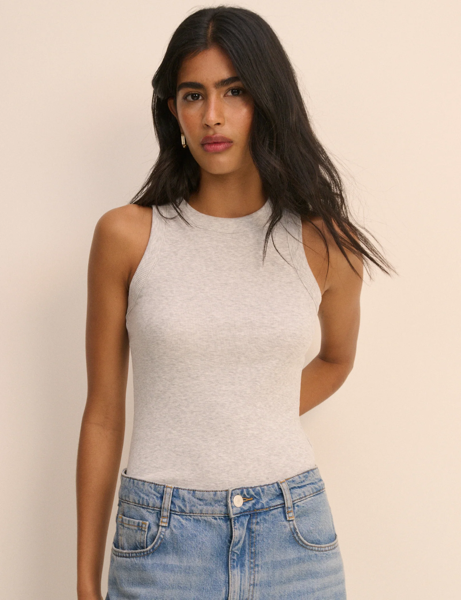 Grey Ribbed Racer Vest - Image 5