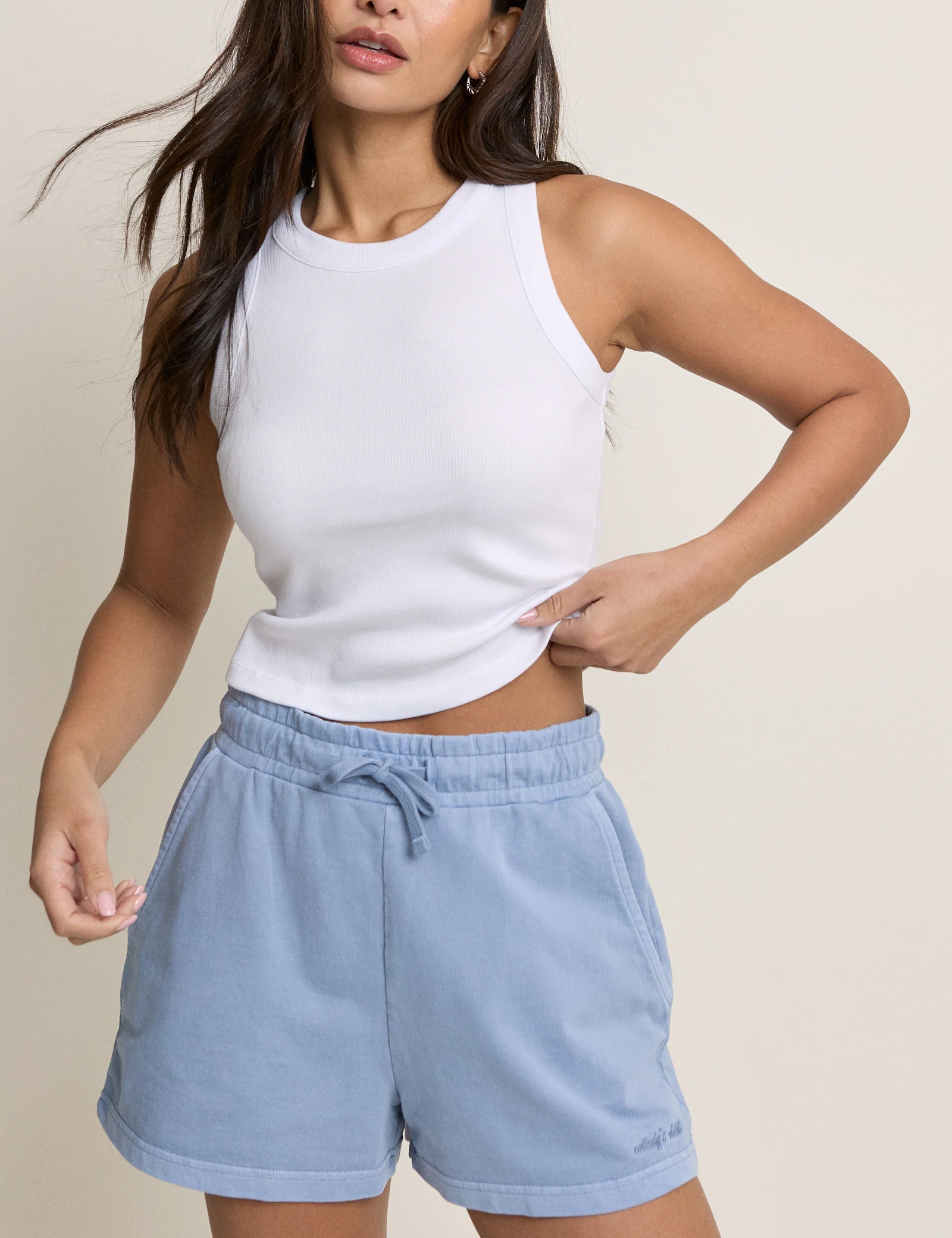 Light Blue Relaxed Fit Sweat Shorts - Image 3