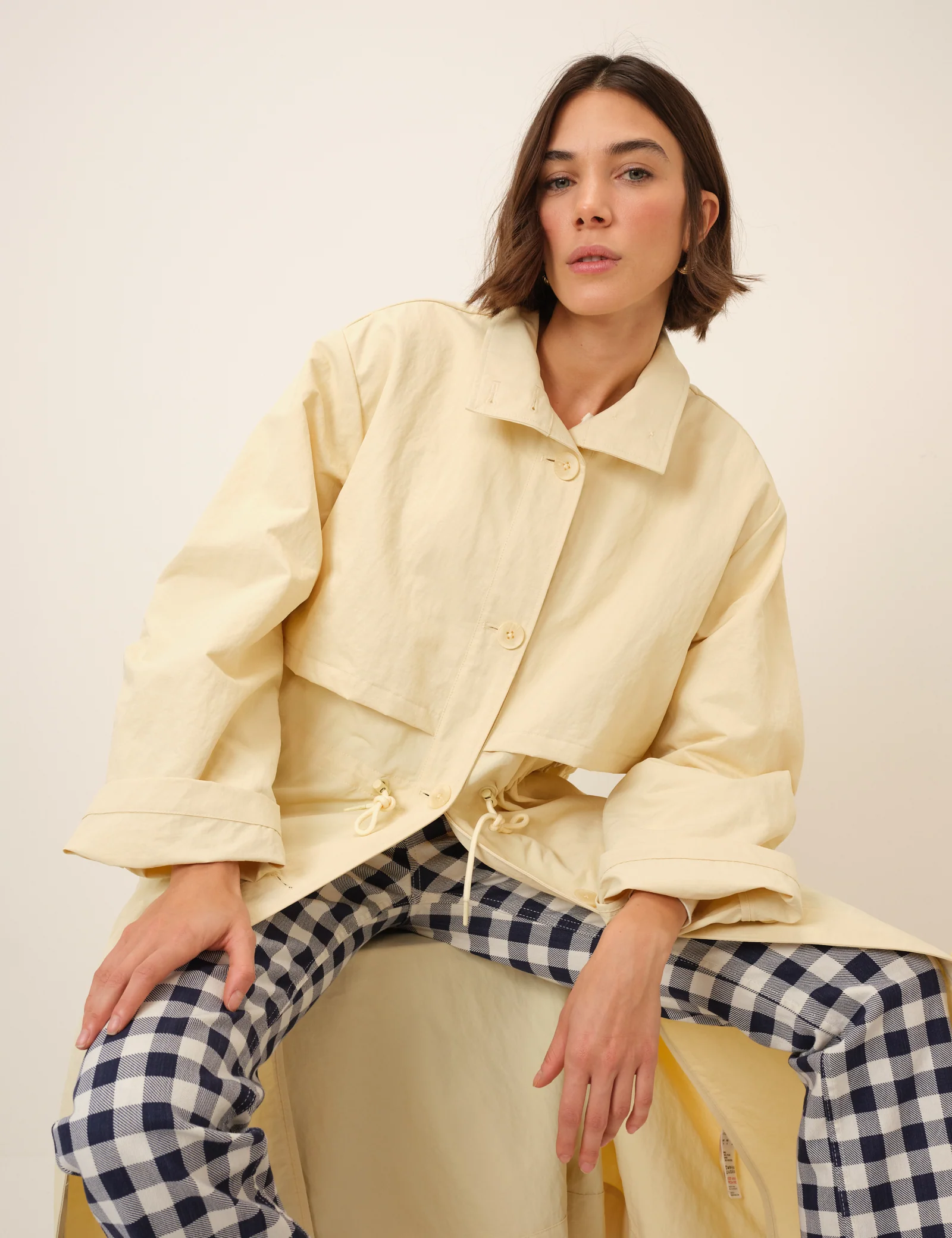 Butter Yellow Longline Funnel Neck Parka Jacket - Image 4