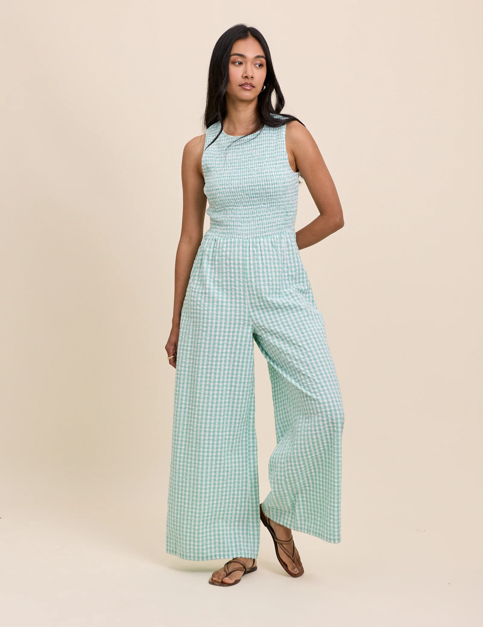 Mint Green Gingham Ruth Jumpsuit - Image 2