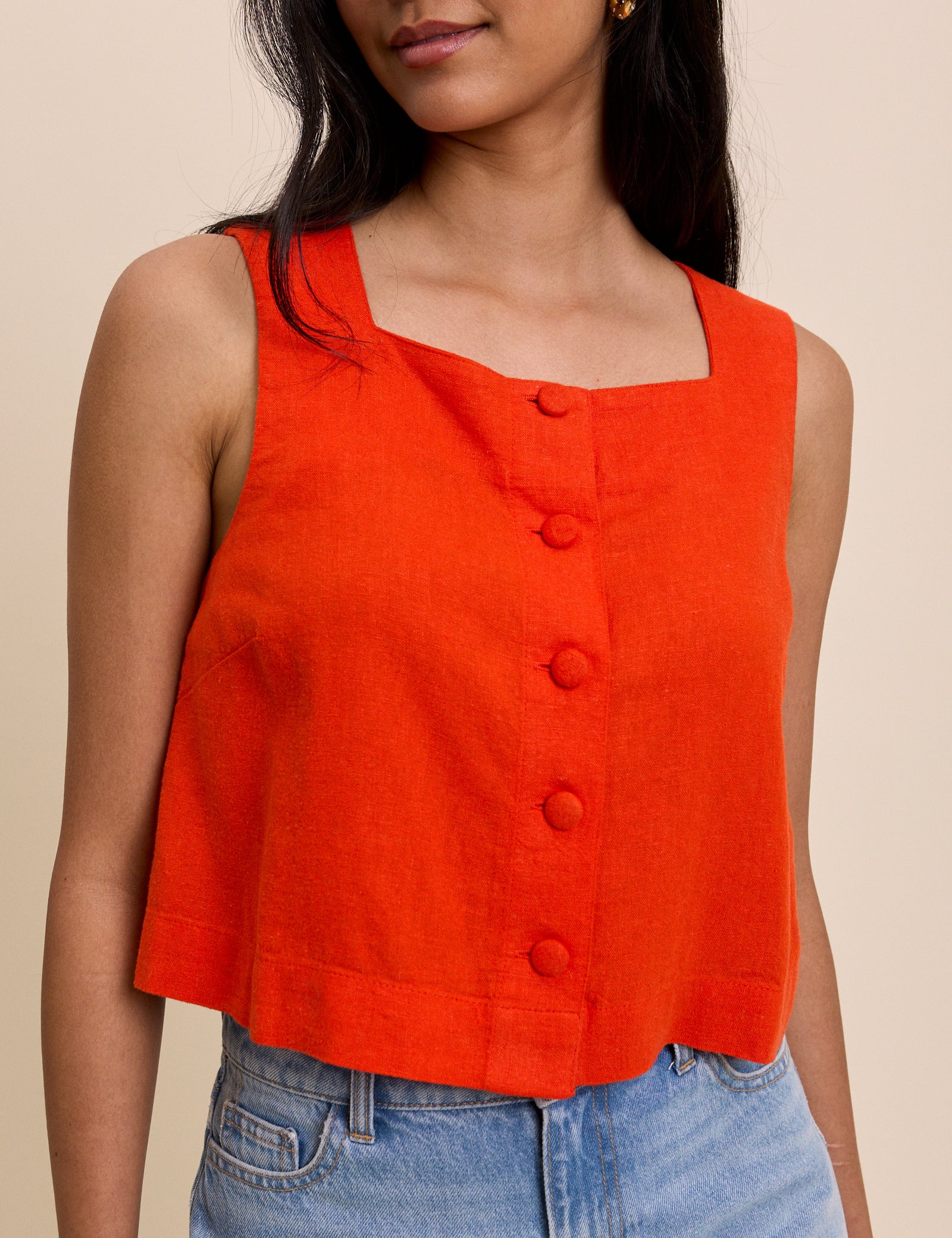 Orange Button Front Sammie Top - Image 3