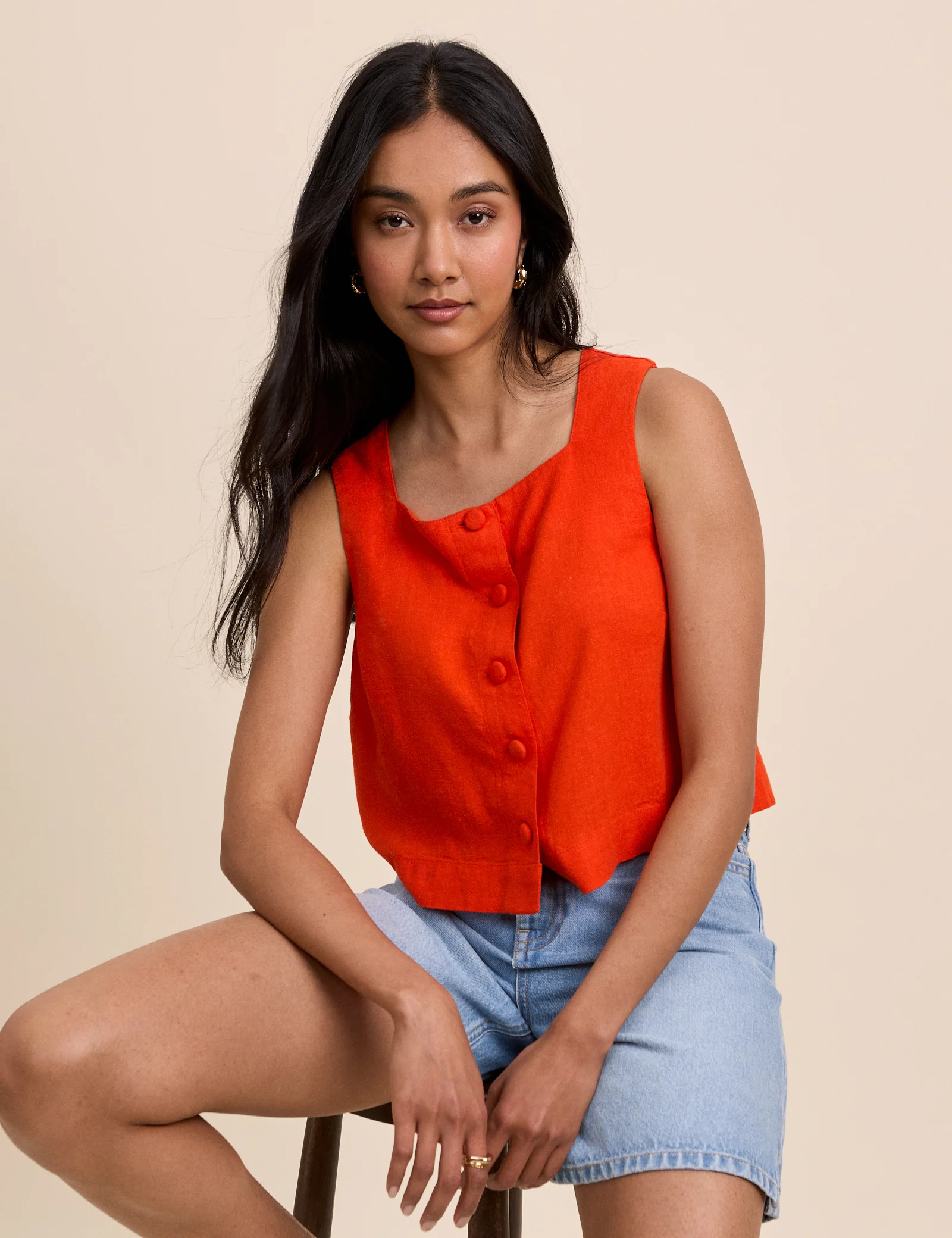 Orange Button Front Sammie Top - Image 4