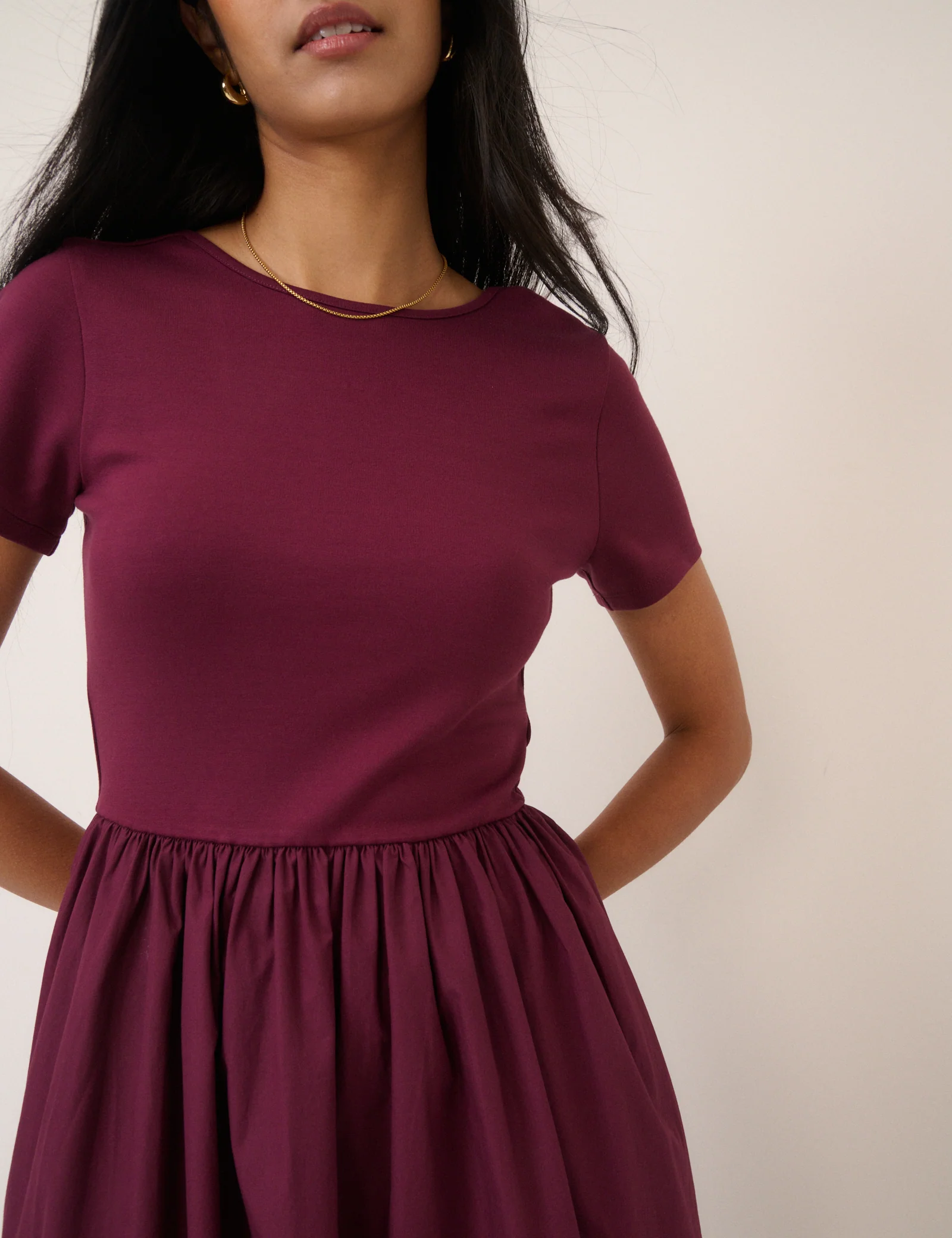 Burgundy Short Sleeve Sarah Midi Dress - Image 2