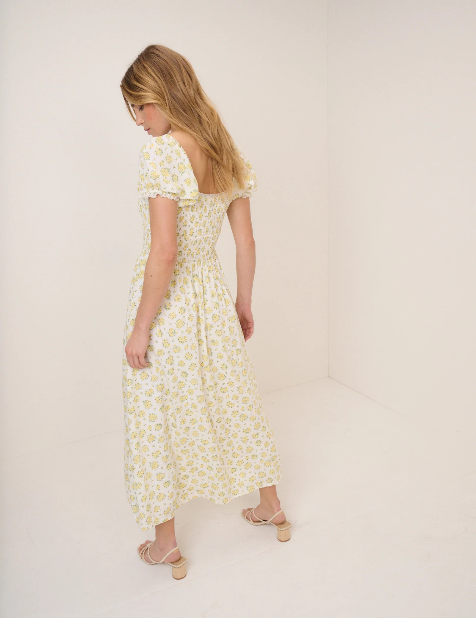White Ditsy Floral Savanna Midi Dress - Image 5
