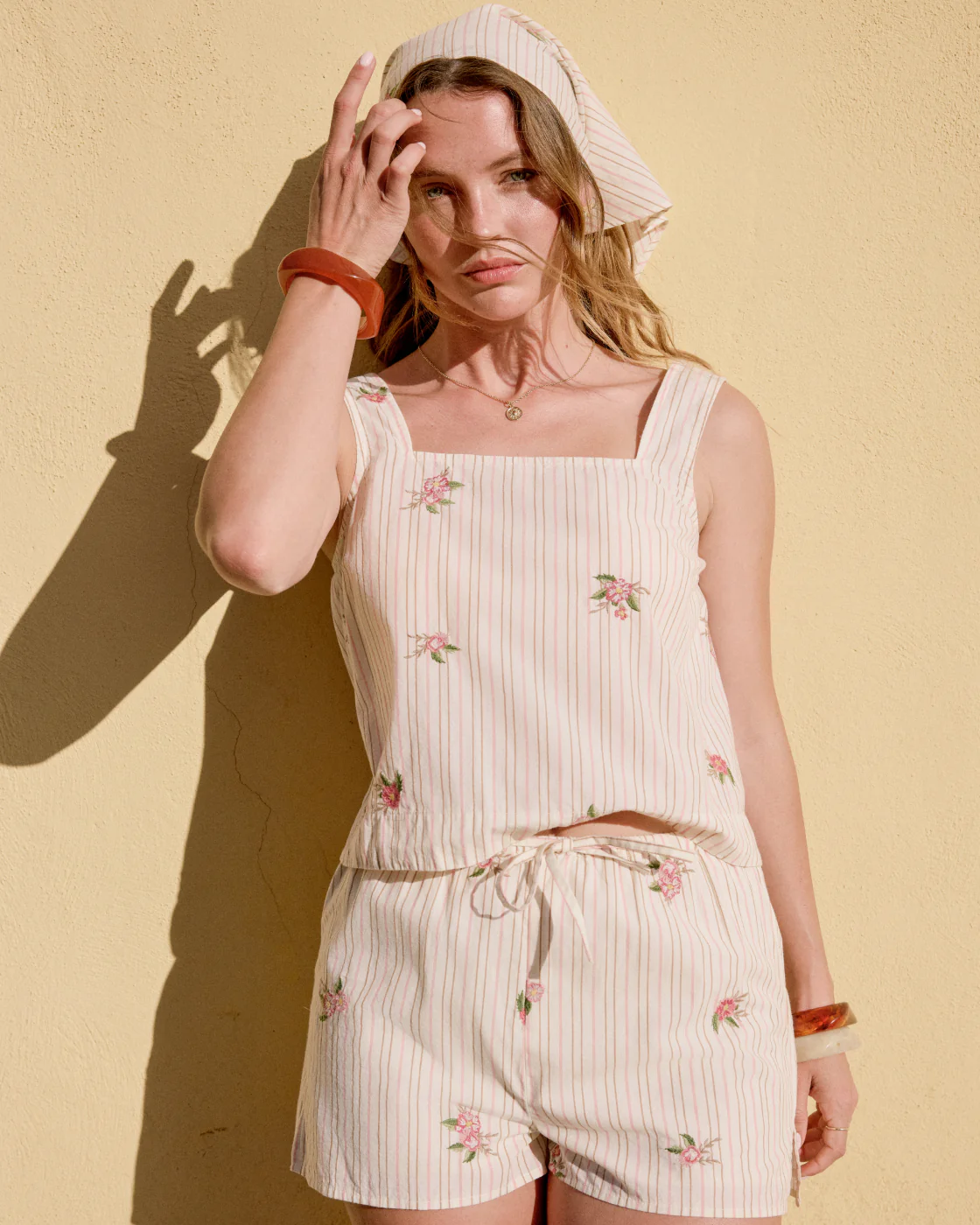 Light Pink Striped Embroidered Swing Top - Image 4