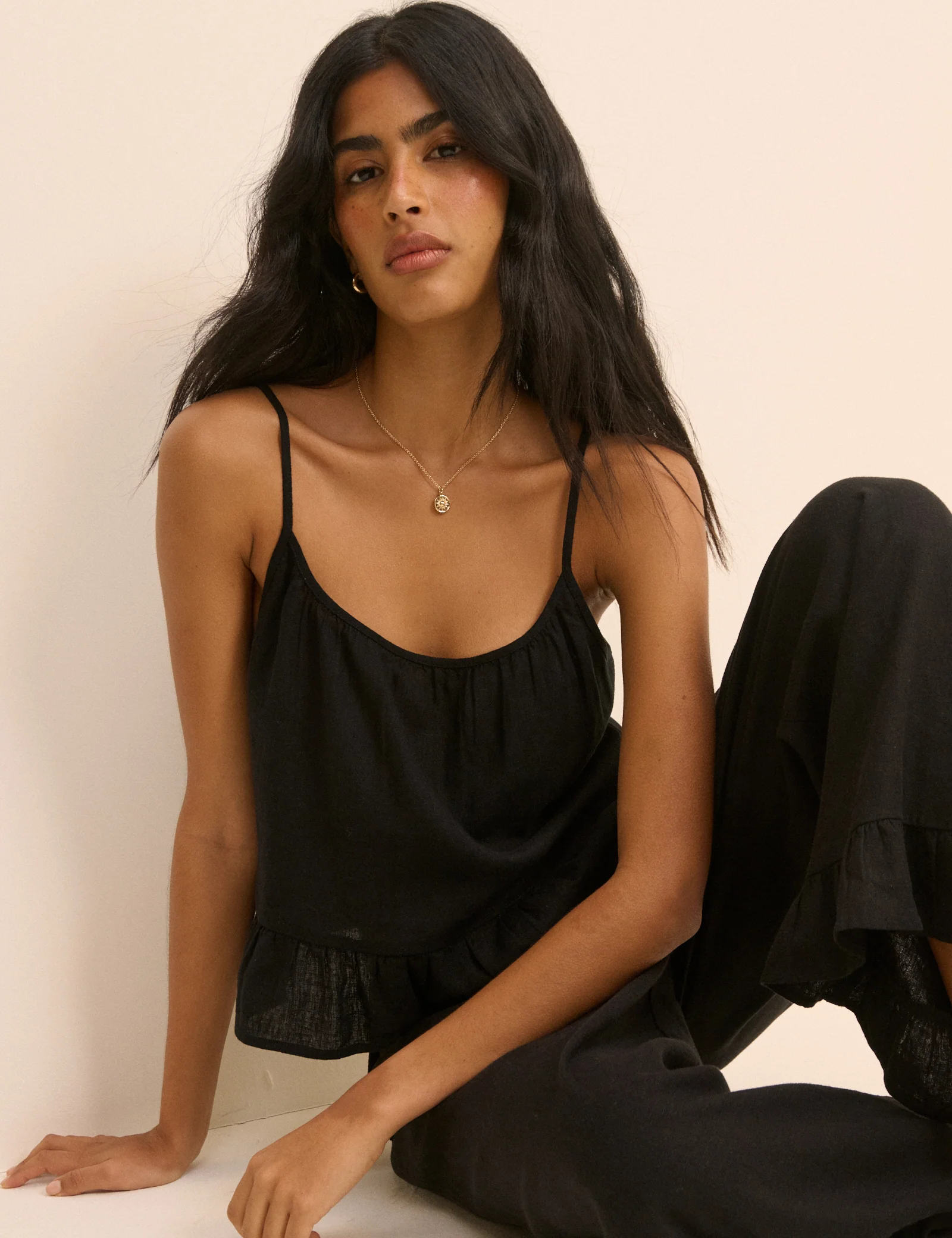 Black Linen-Blend Sia Top - Image 4