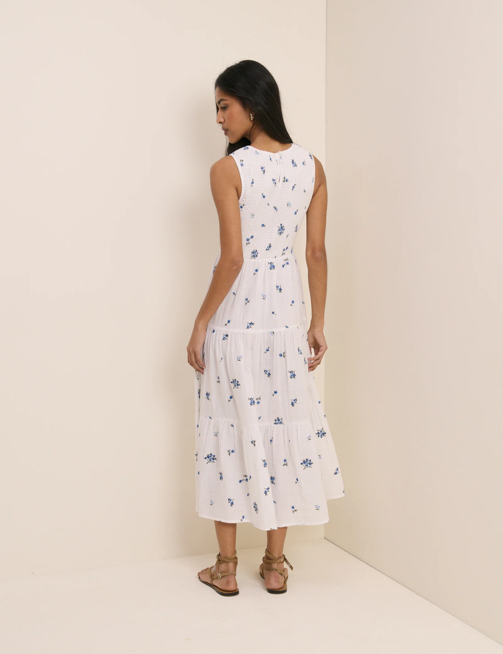 White Floral Embriodered Charlie Midi Dress - Image 5