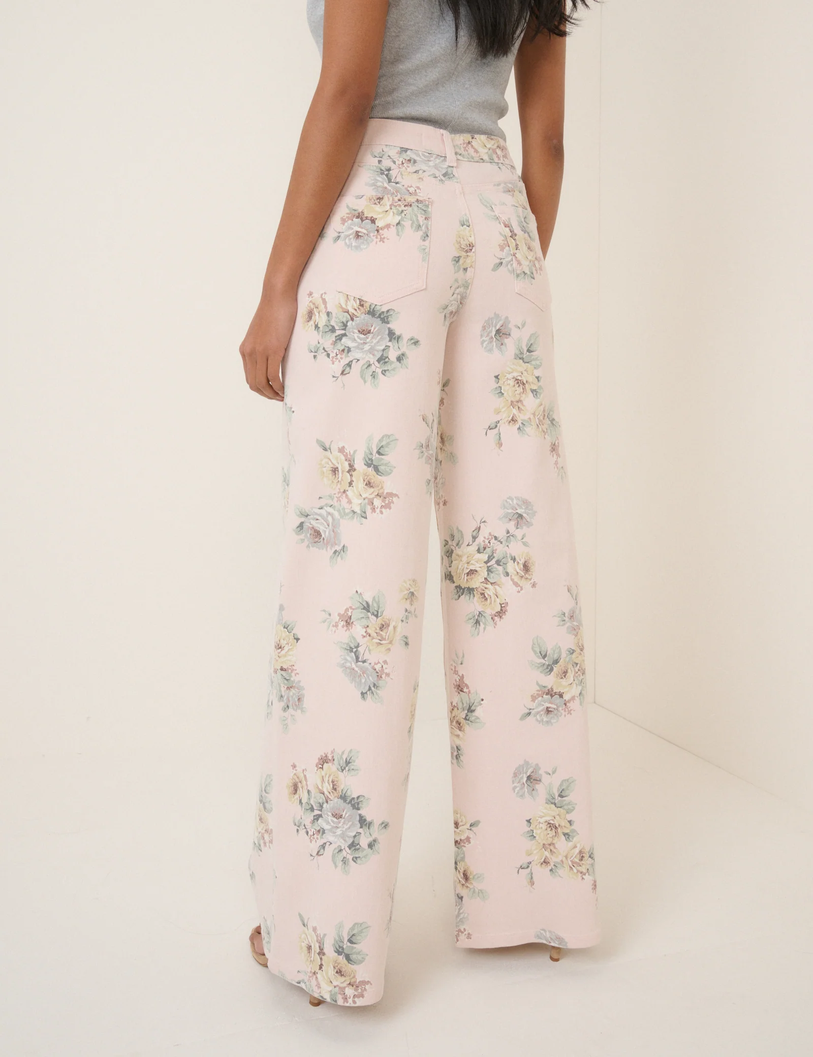 Pink Floral Soho Stretch Wide Jeans - Image 5