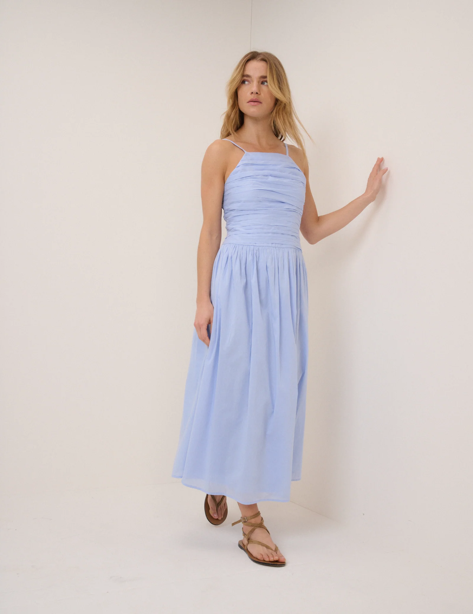 Blue Drop Waist Talia Midi Dress - Image 3