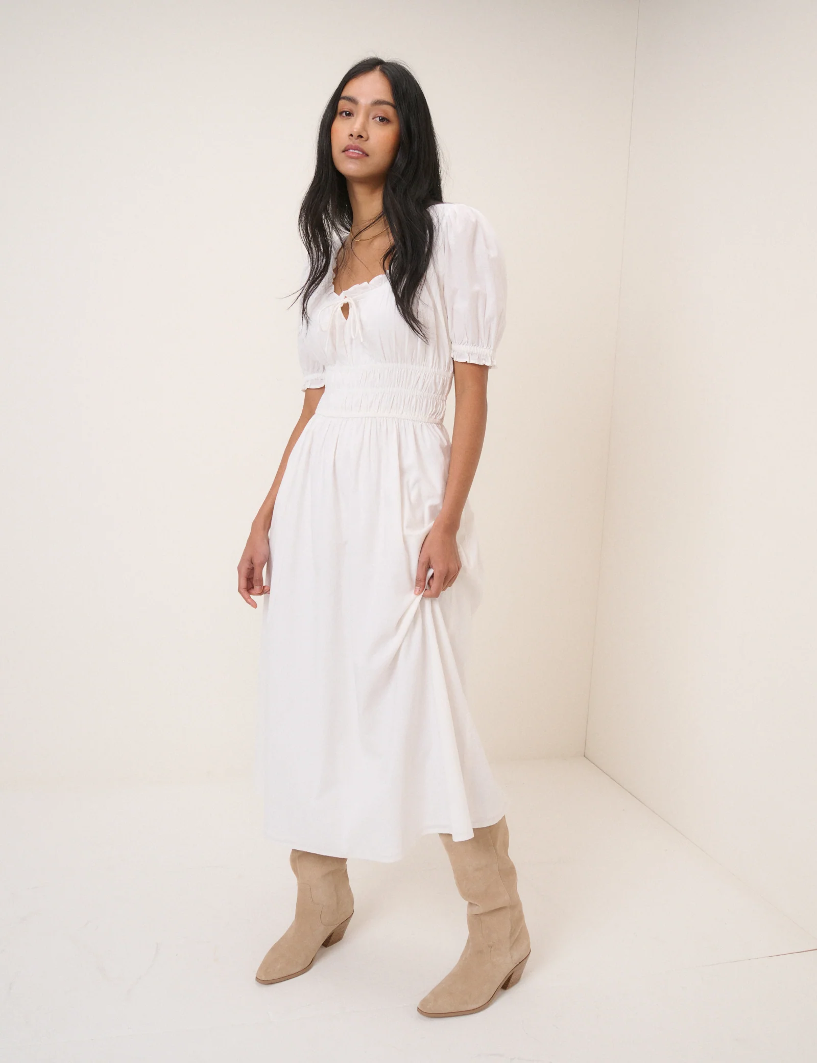 White Broderie Anglaise Tula Midi Dress - Image 2
