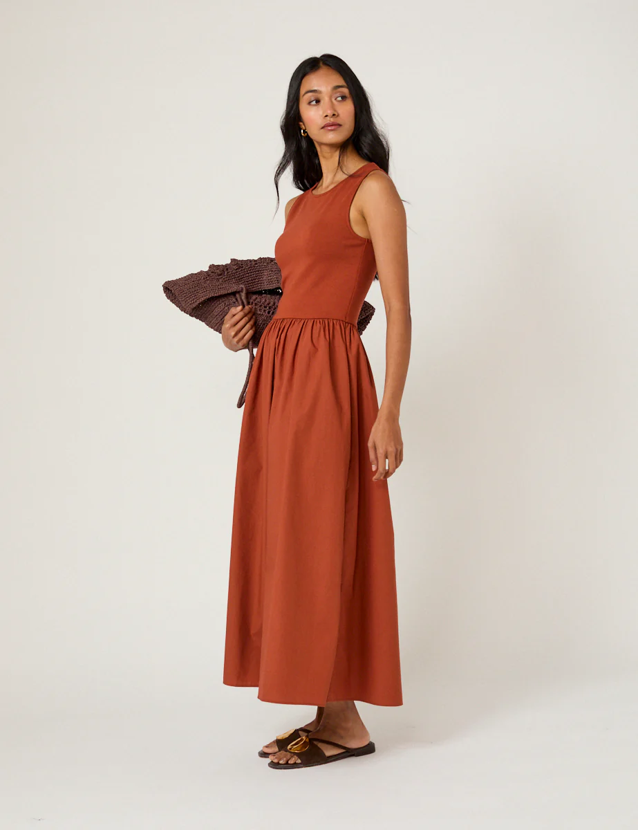 Burnt Orange Sleeveless Vera Midi Dress - Image 4