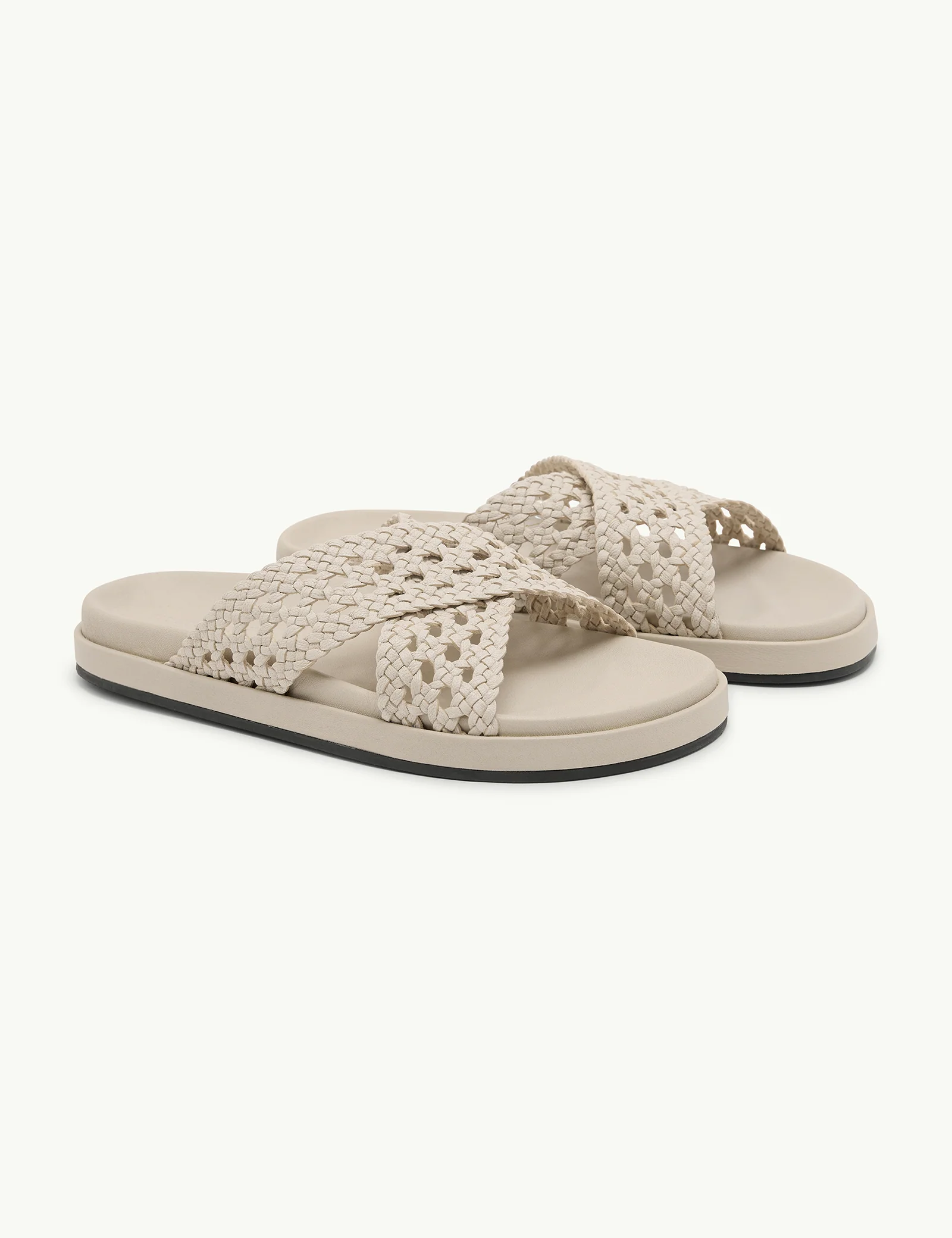 Ivory Woven Leather Sliders - Image 3