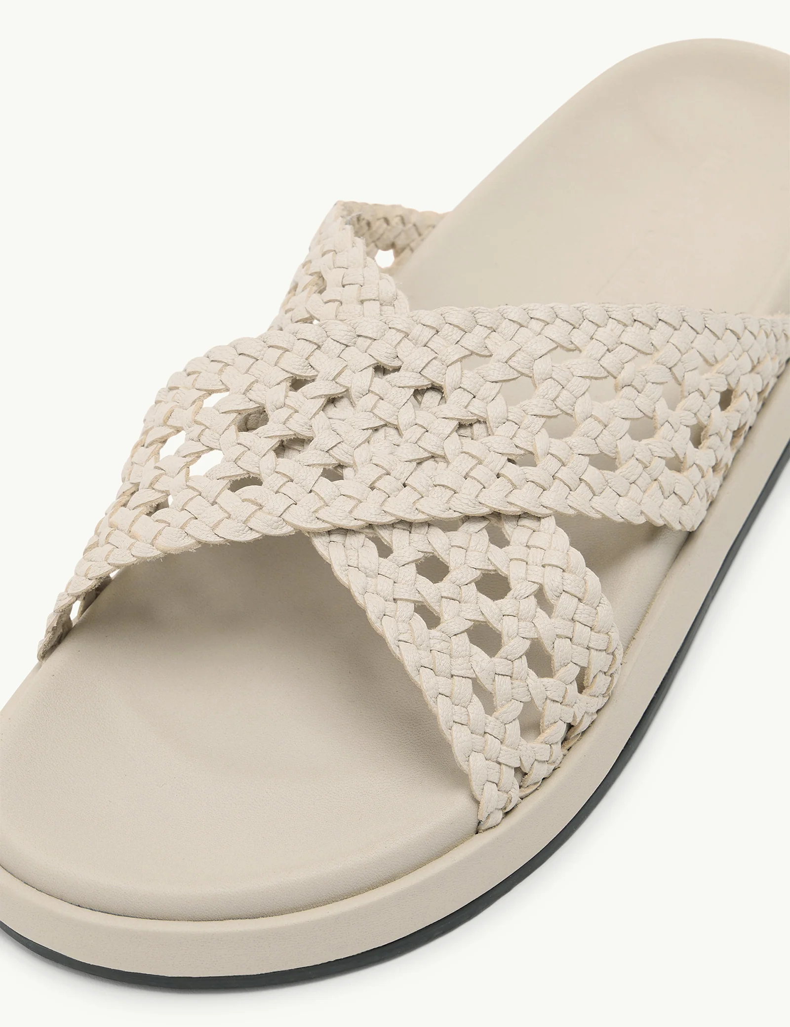 Ivory Woven Leather Sliders - Image 4