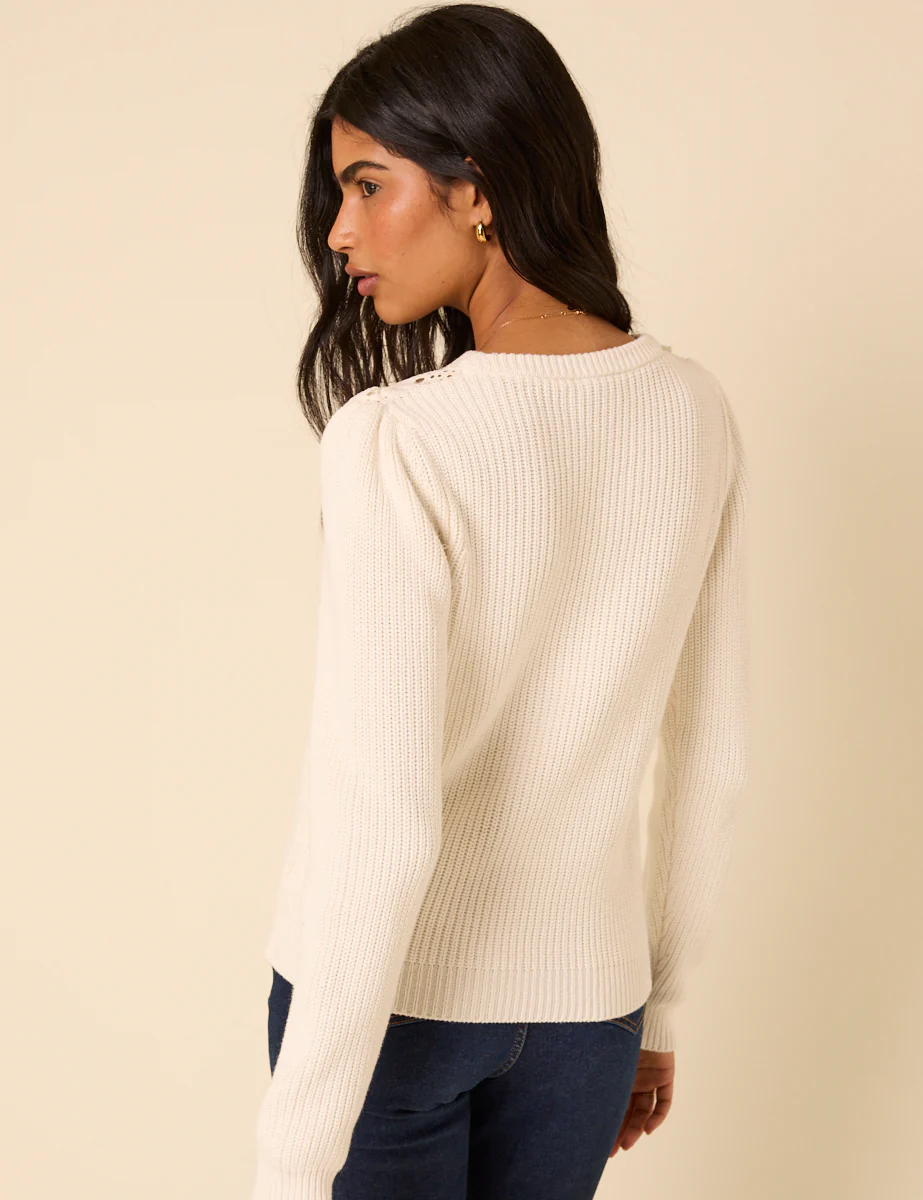 White Broderie Knitted Jumper - Image 4