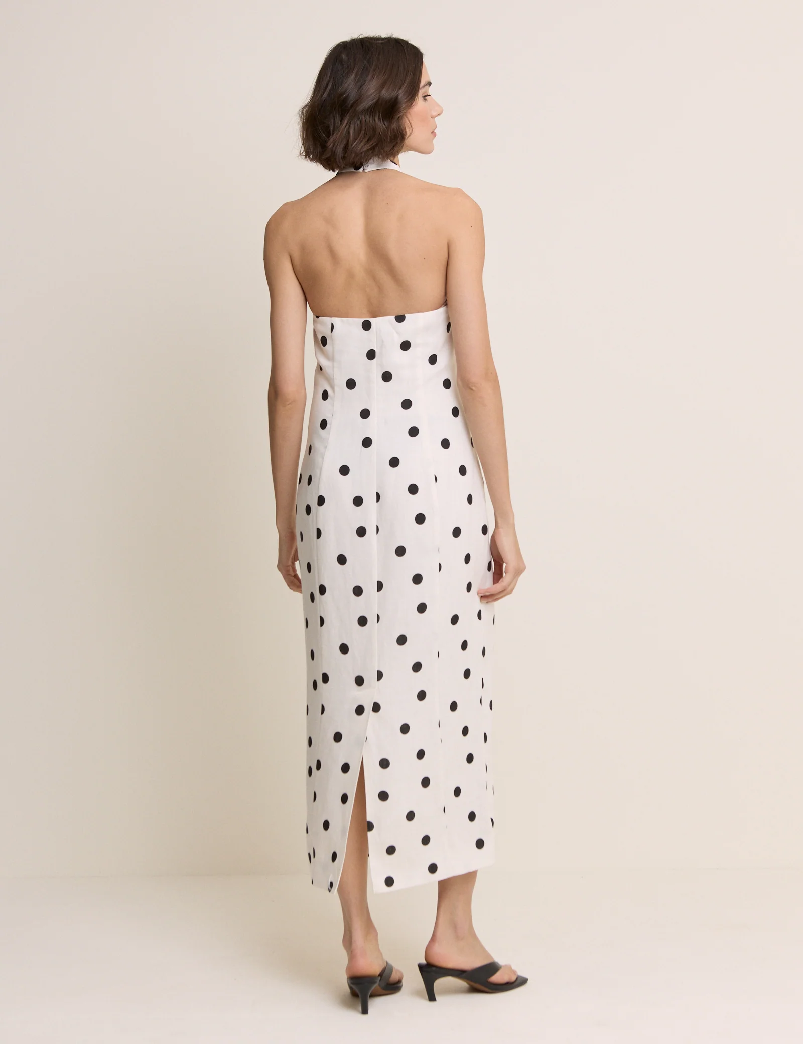 Polka Dot Wrap Neck Tailored Midi Dress - Image 5