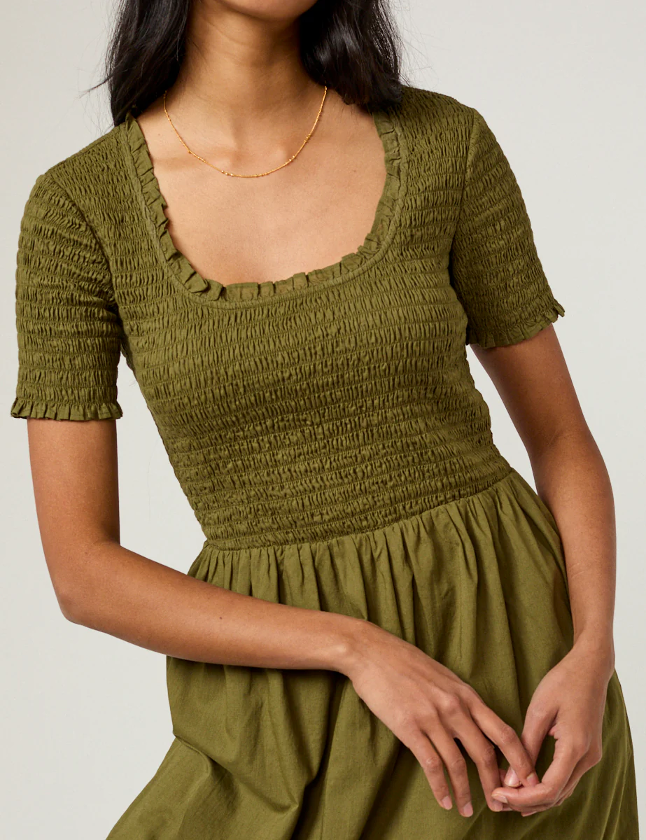 Green Ruched Zita Midi Dress - Image 2