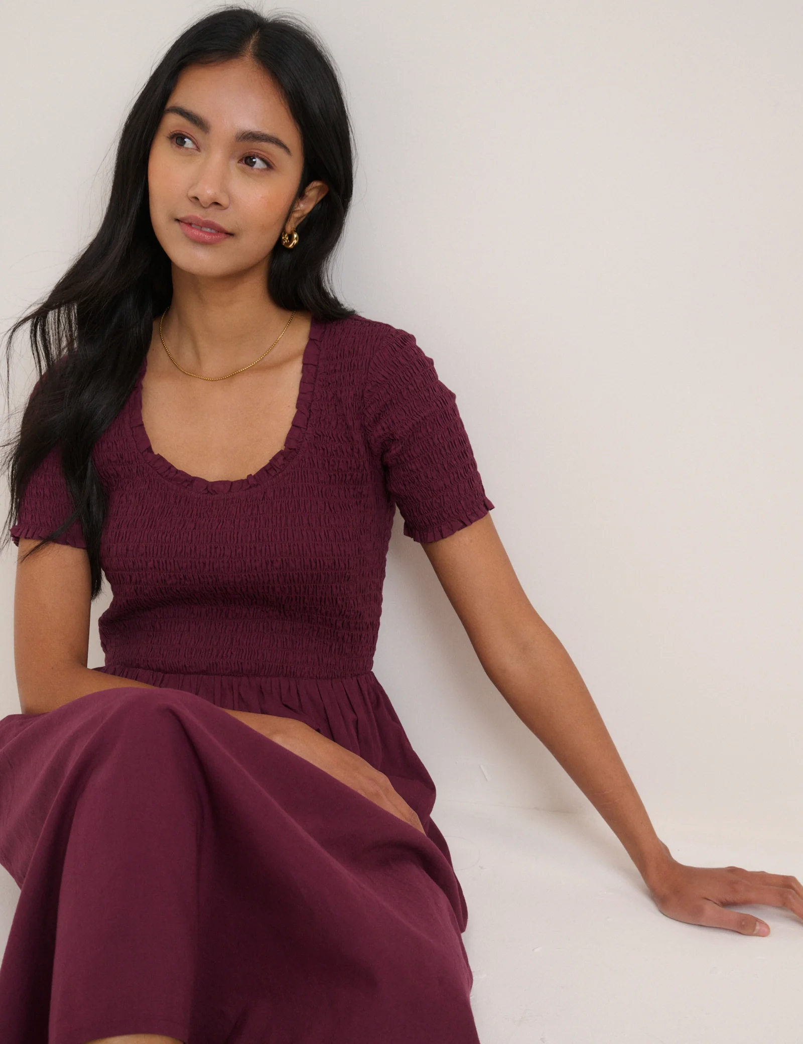 Burgundy Ruched Zita Midi Dress - Image 4